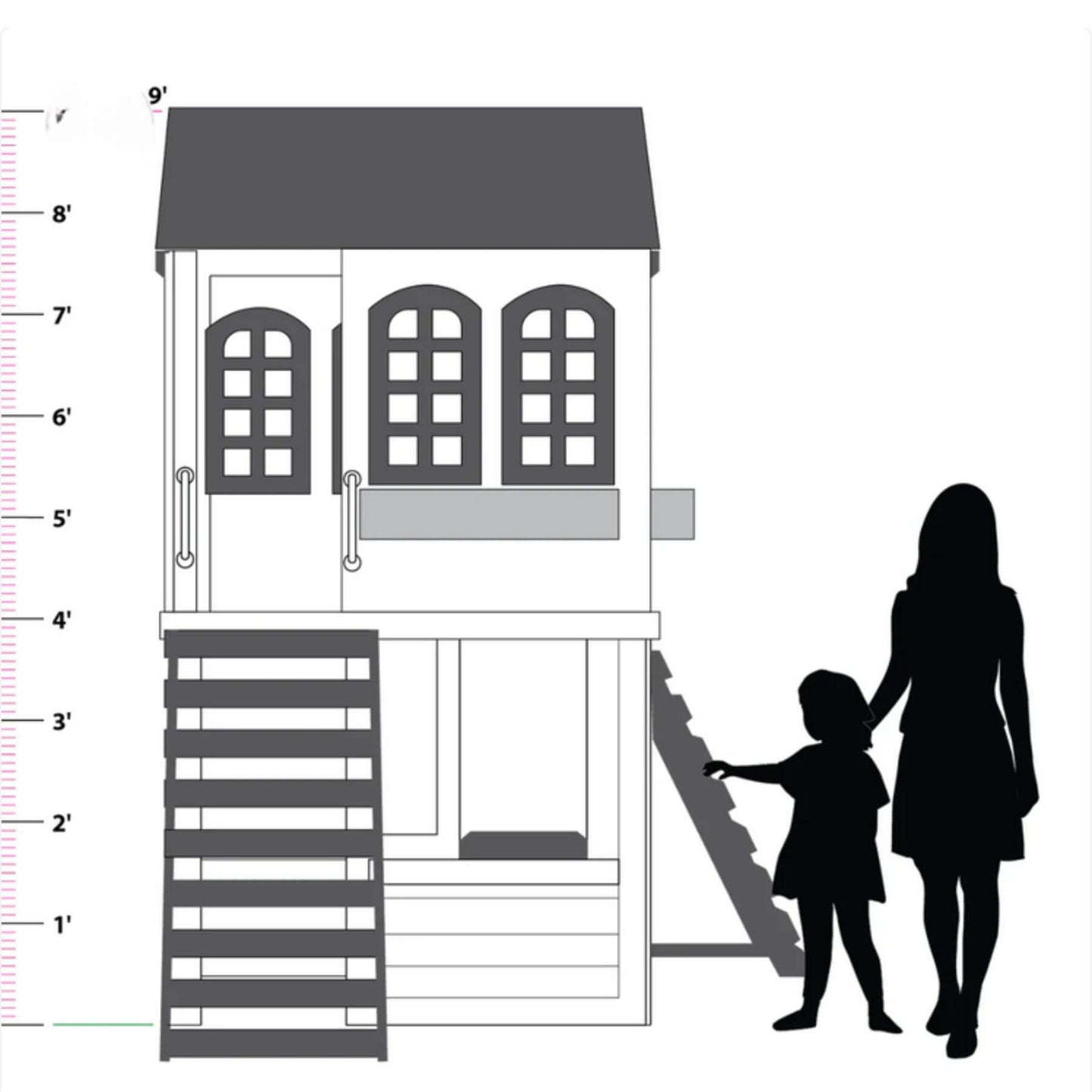 2MamaBees Reign Two Story Playhouse - Dimensions