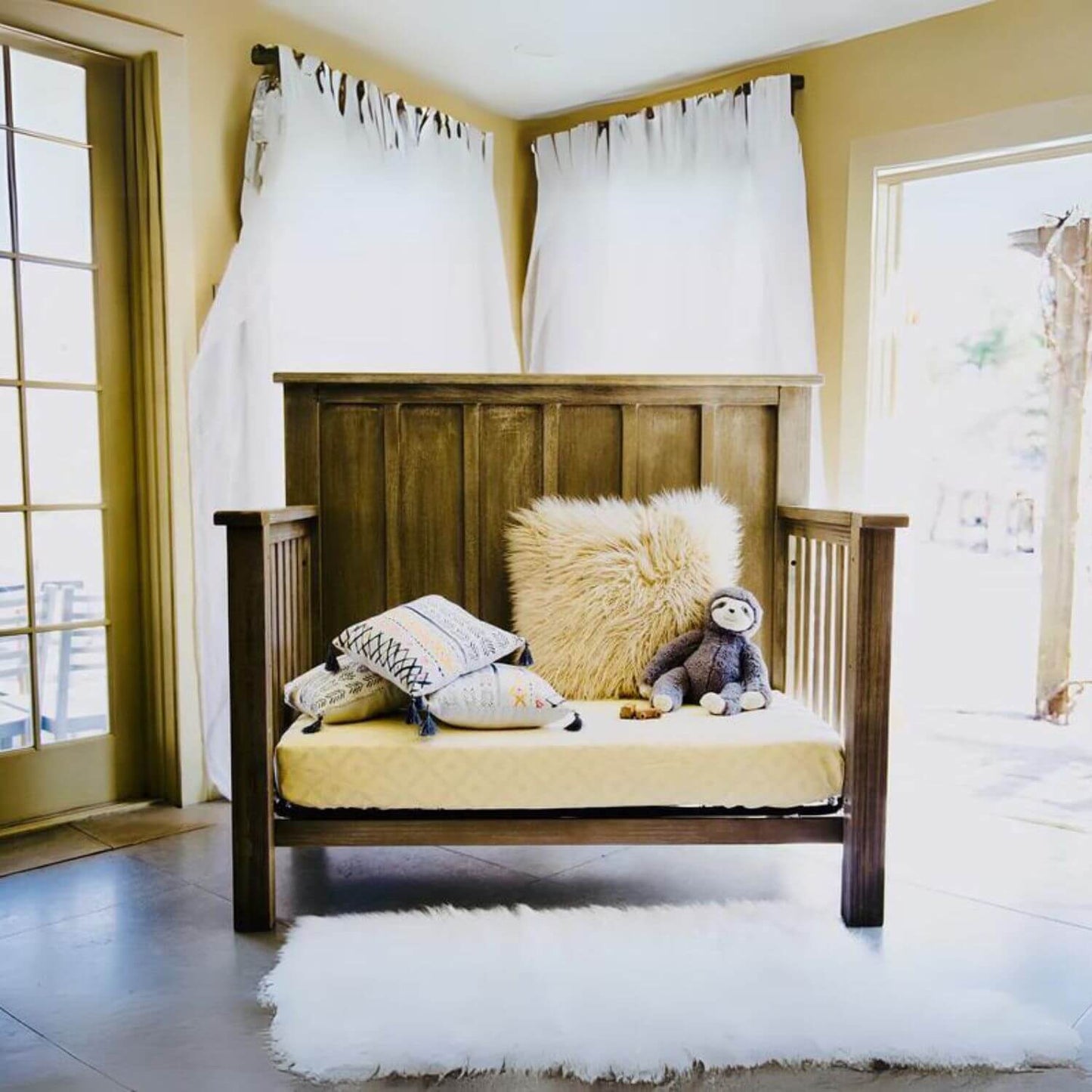 Milk Street Baby Relic Batten 4-in-1 Convertible Crib Fossil - Converted to a Daybed - Lifestyle