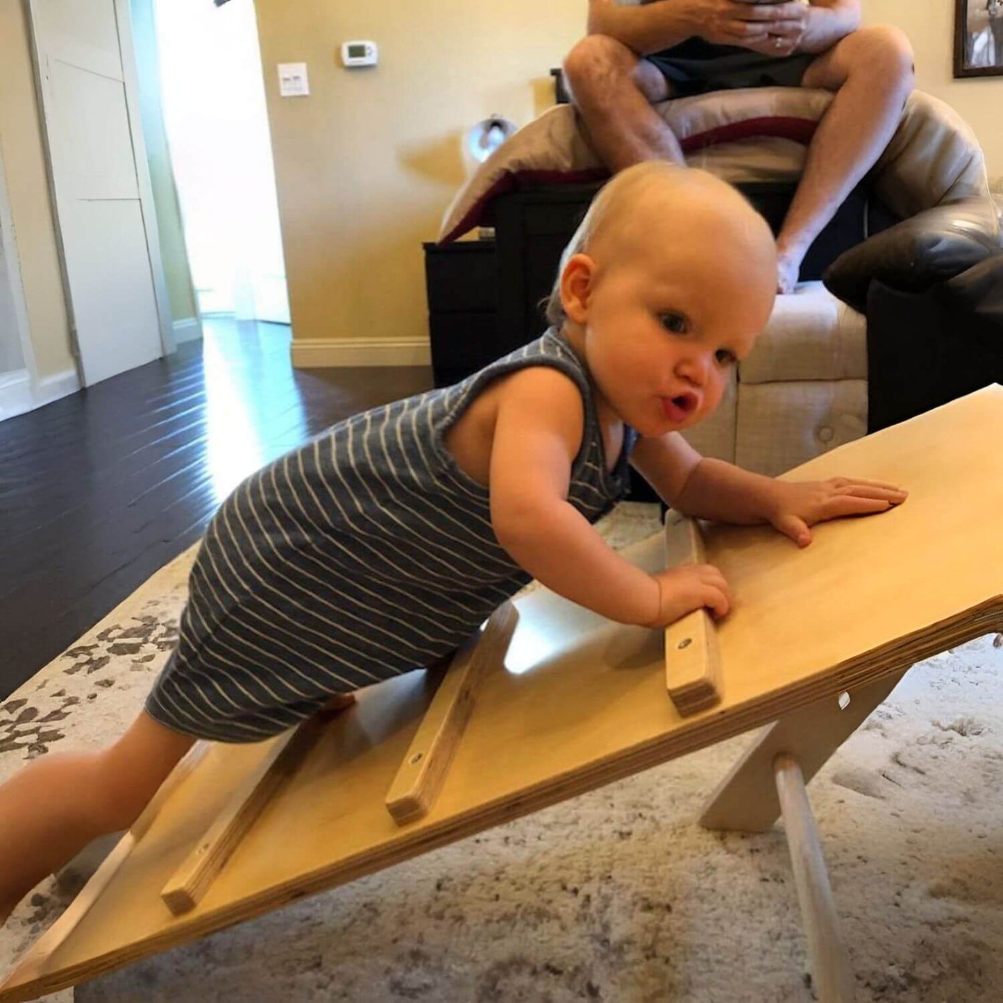 Baby Climbing on RAD Children's Furniture Reversible Climbing Ramp