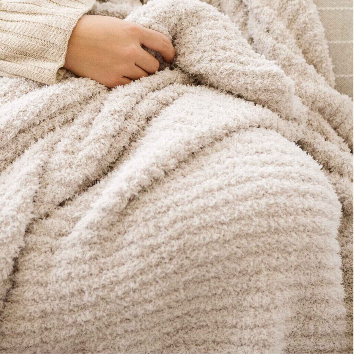Close-up of Ribbed Bamboni® Throw Blankets Moonbeam