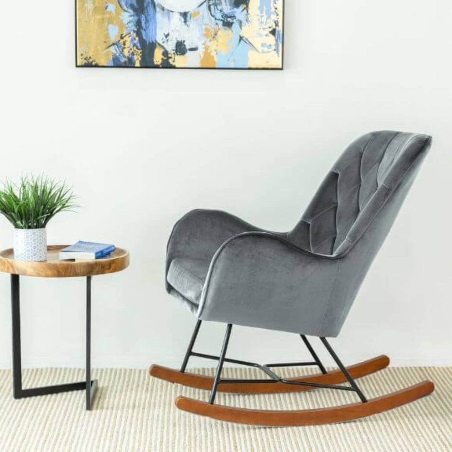 Ashcroft Rudnick Mercury Row Fabric Nursery Rocking Chair in Dark Grey - Lifestyle