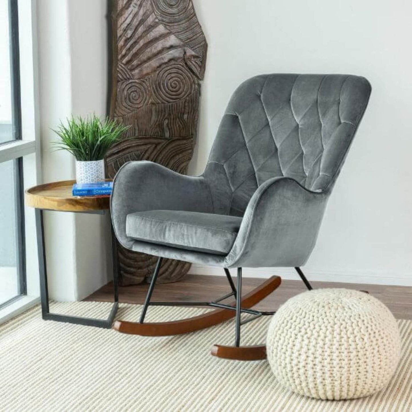 Ashcroft Rudnick Mercury Row Fabric Nursery Rocking Chair in Dark Grey - Lifestyle