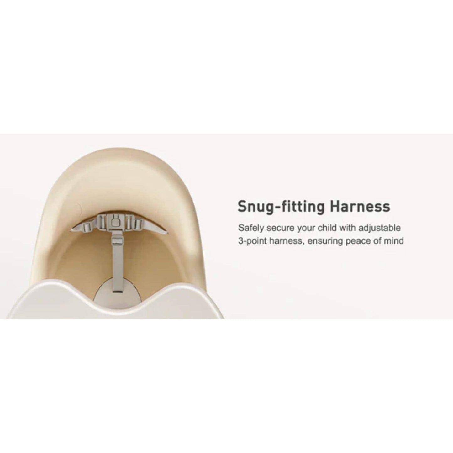 Snug-fitting harness with text on a white background