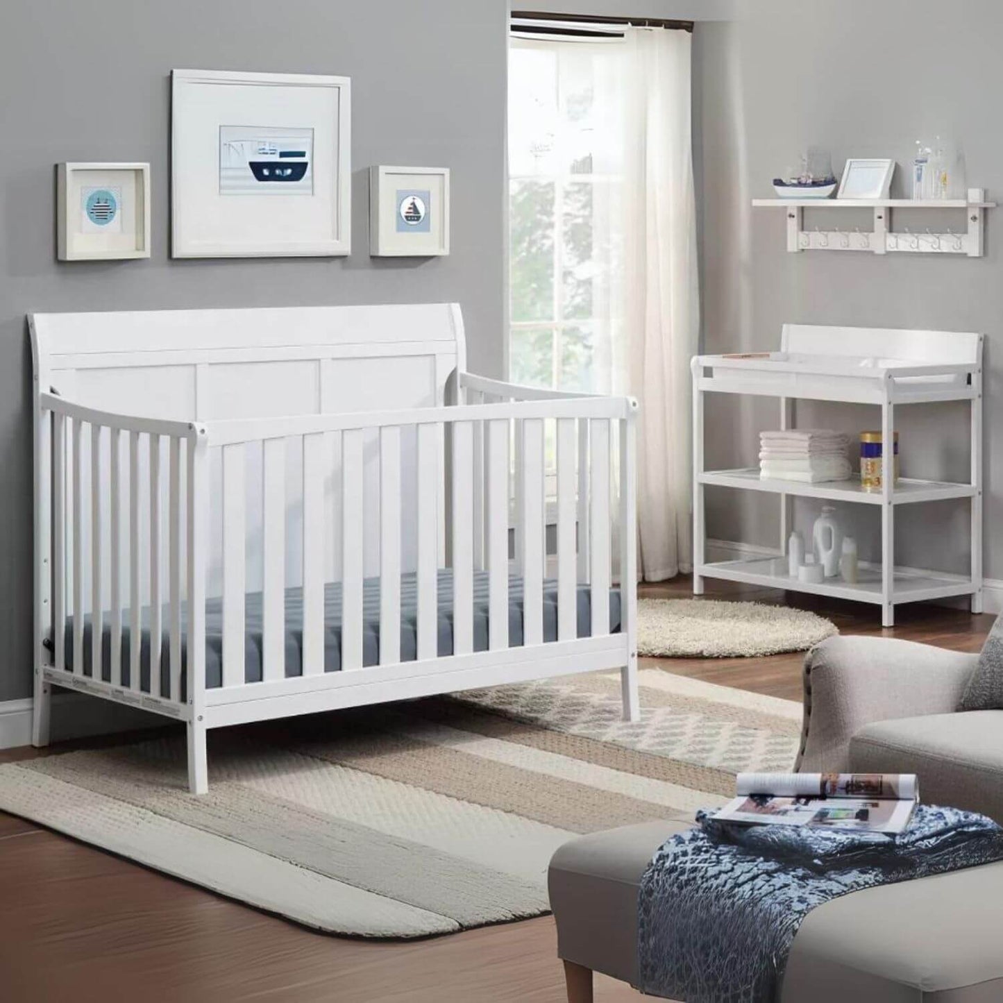 Shailee 4-in-1 Convertible Crib + Changing Table White