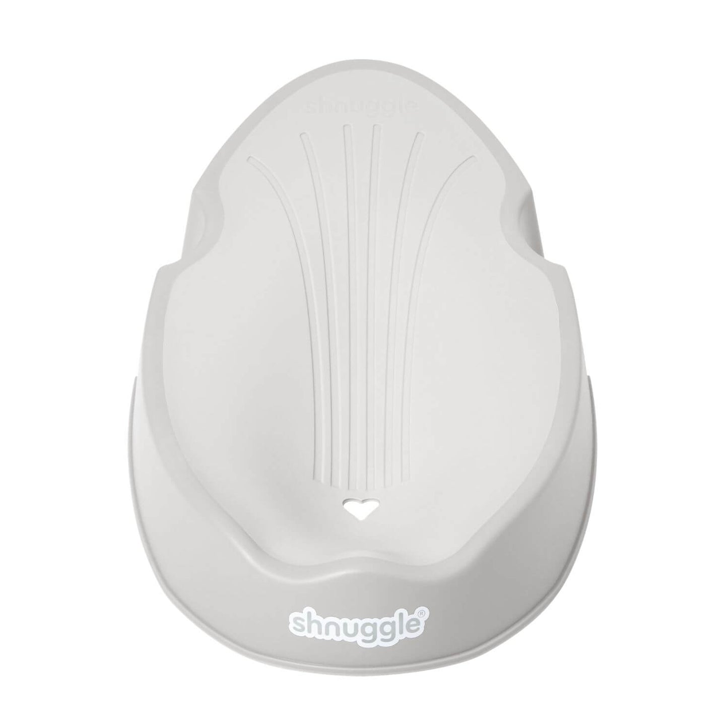 White baby seat with 'shnuggle' branding on a white background
