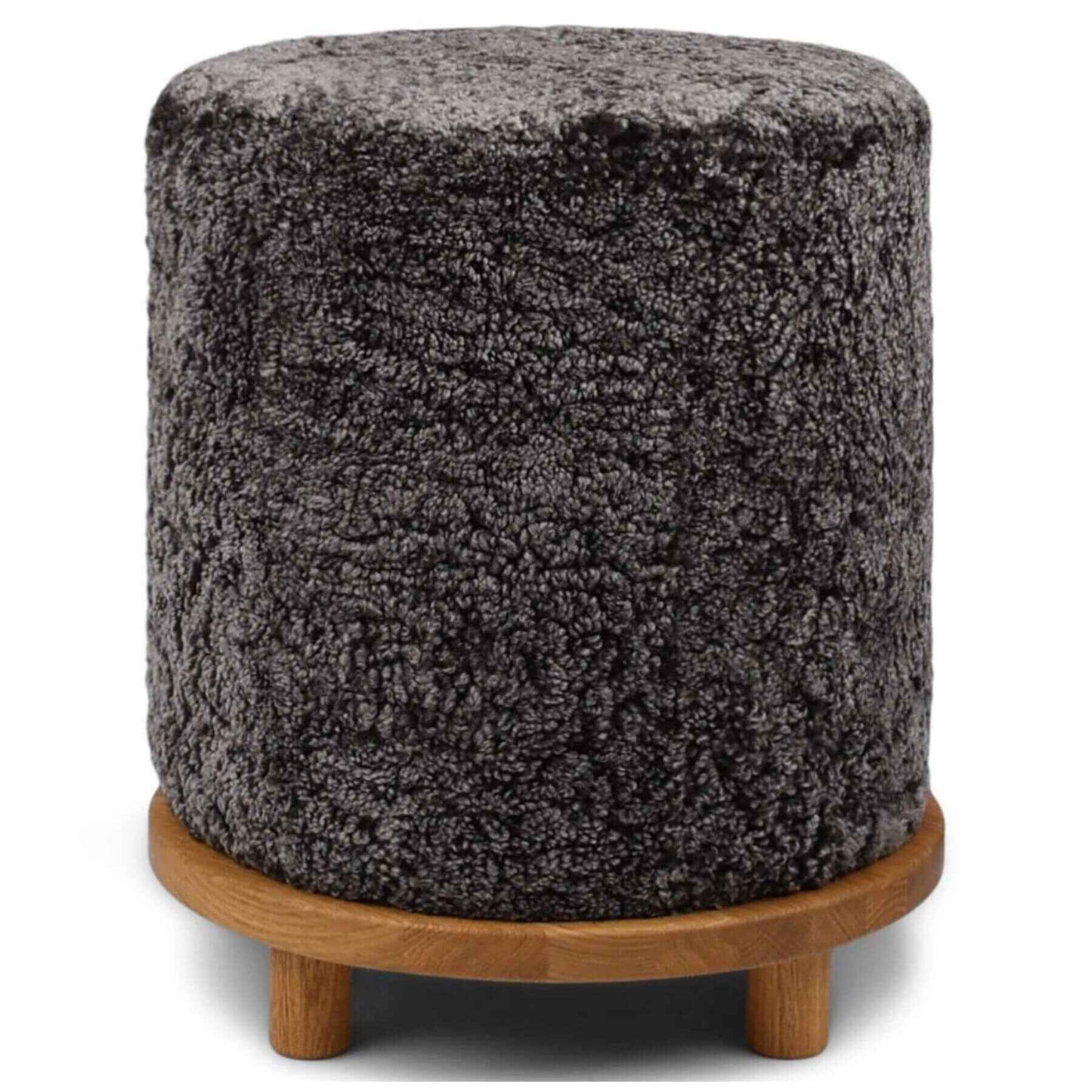 Natures Collection Simon Pouf Short Wool, Oak Legs | Cappuccino