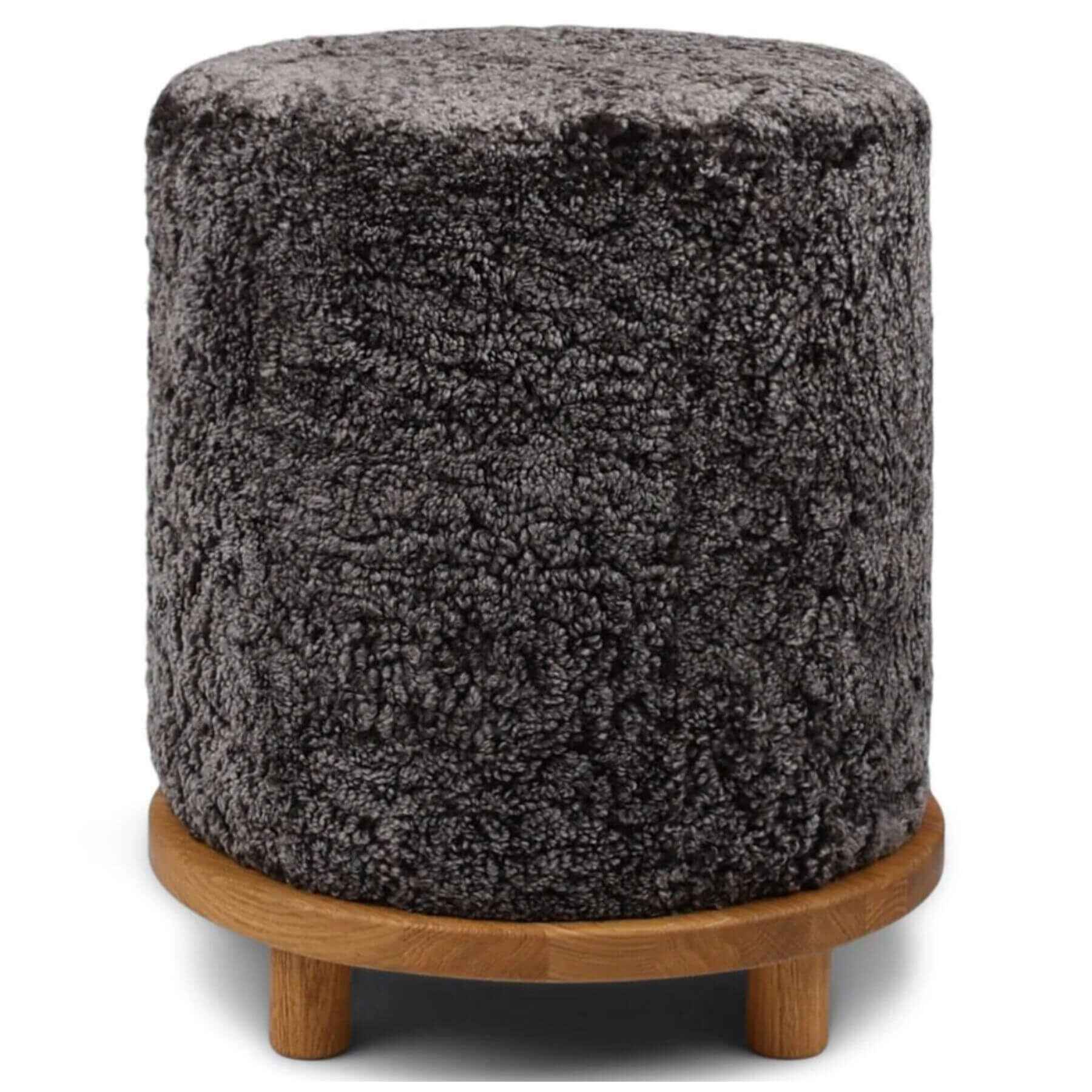 Natures Collection Simon Pouf Short Wool, Oak Legs | Cappuccino