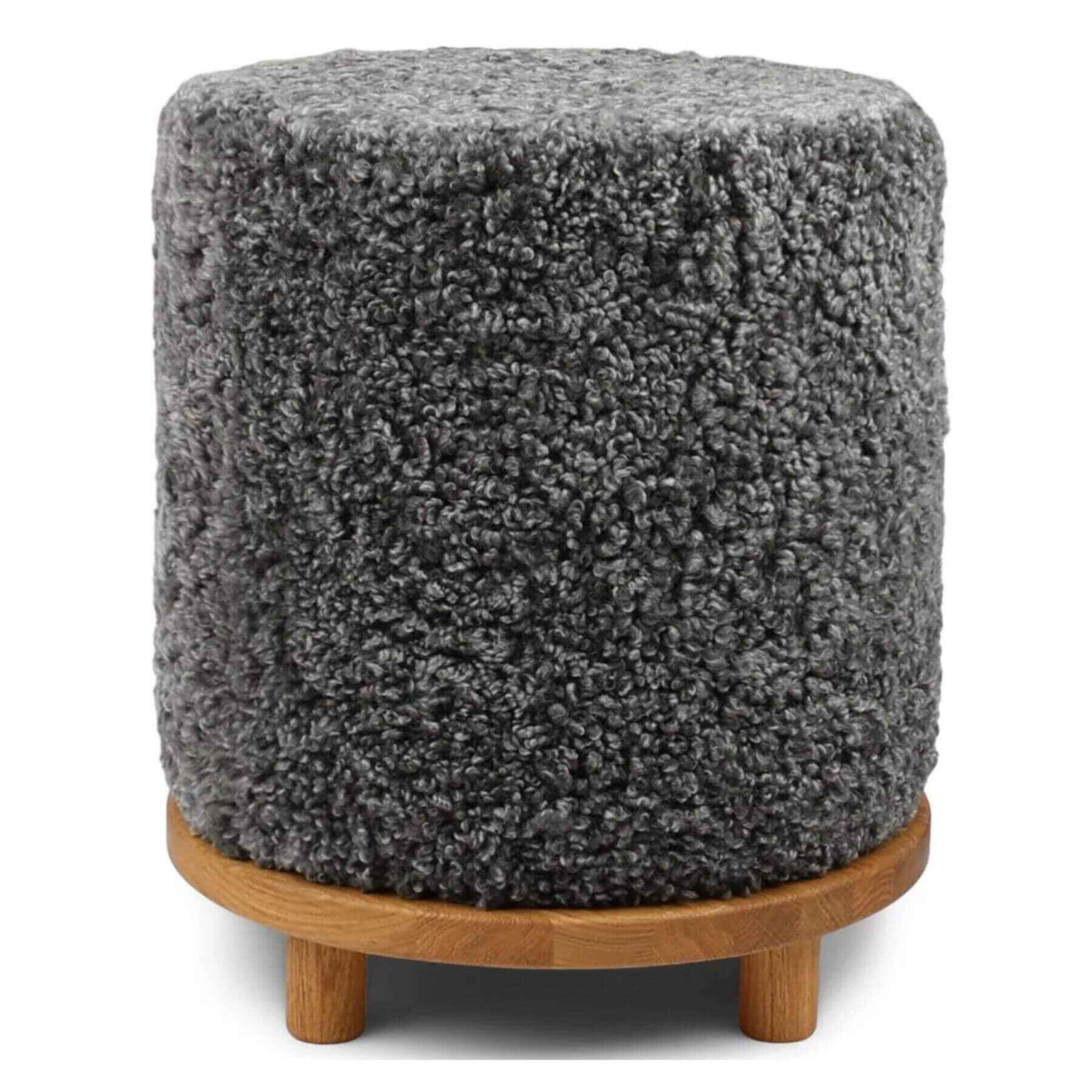Natures Collection Simon Pouf Short Wool, Oak Legs | Graphite