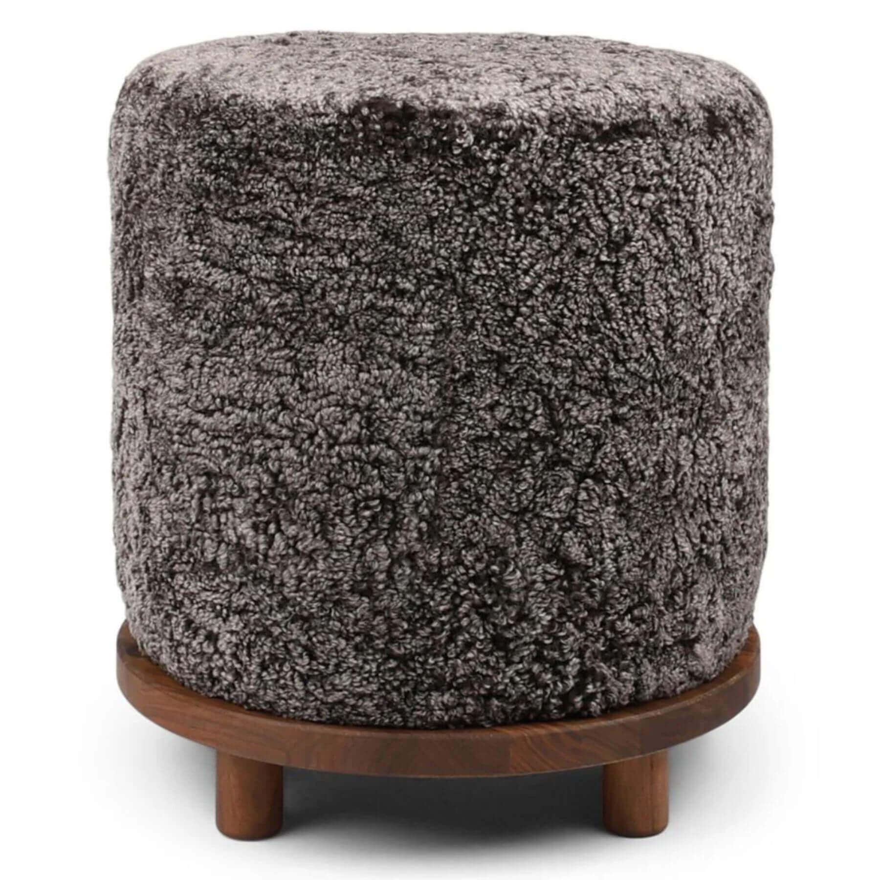 Natures Collection Simon Pouf Short Wool, Walnut Legs | Cappuccino