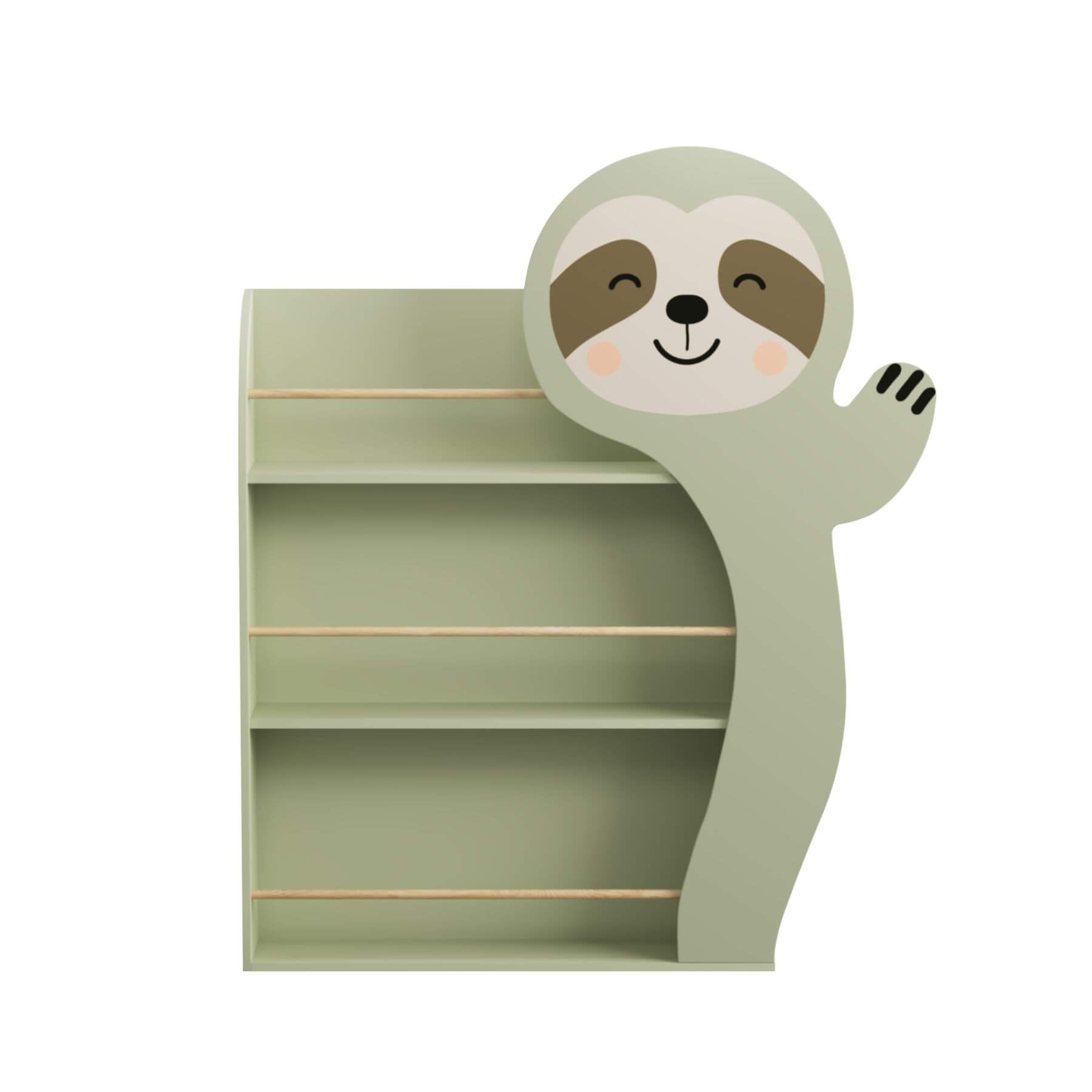 Moonriver Sloth Kids 3-Tier Front-Facing Bookshelf, Sage Green