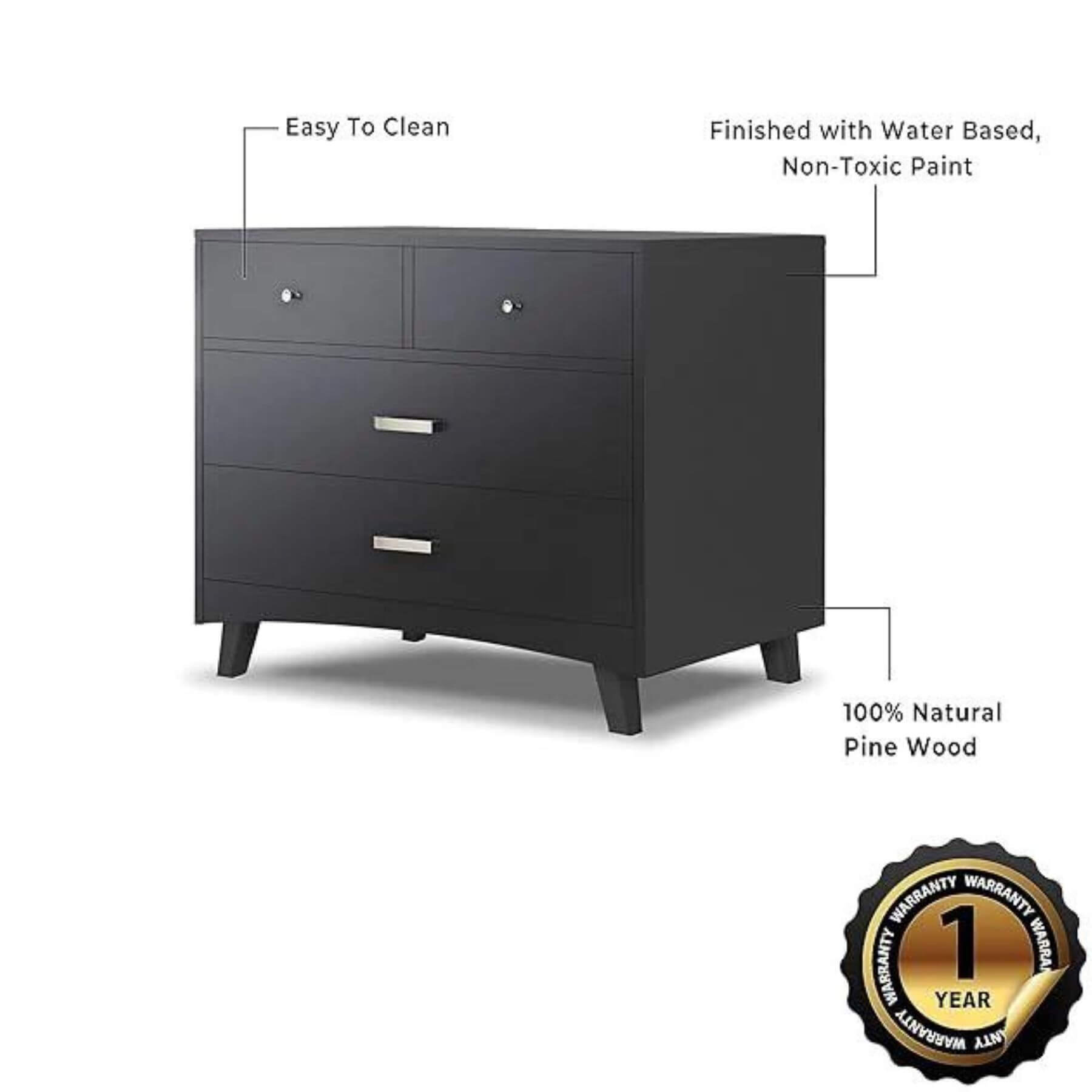 Sorelle Soho 4 Drawer Dresser Midnight - Features