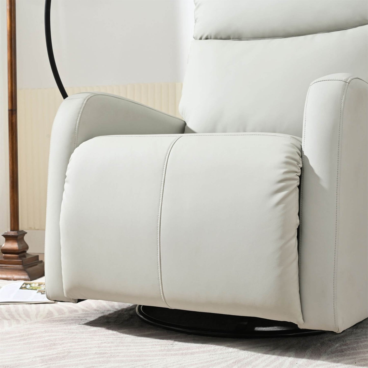 Close-up of Sunco Swivel Rocker Recliner Chair - Light Gray