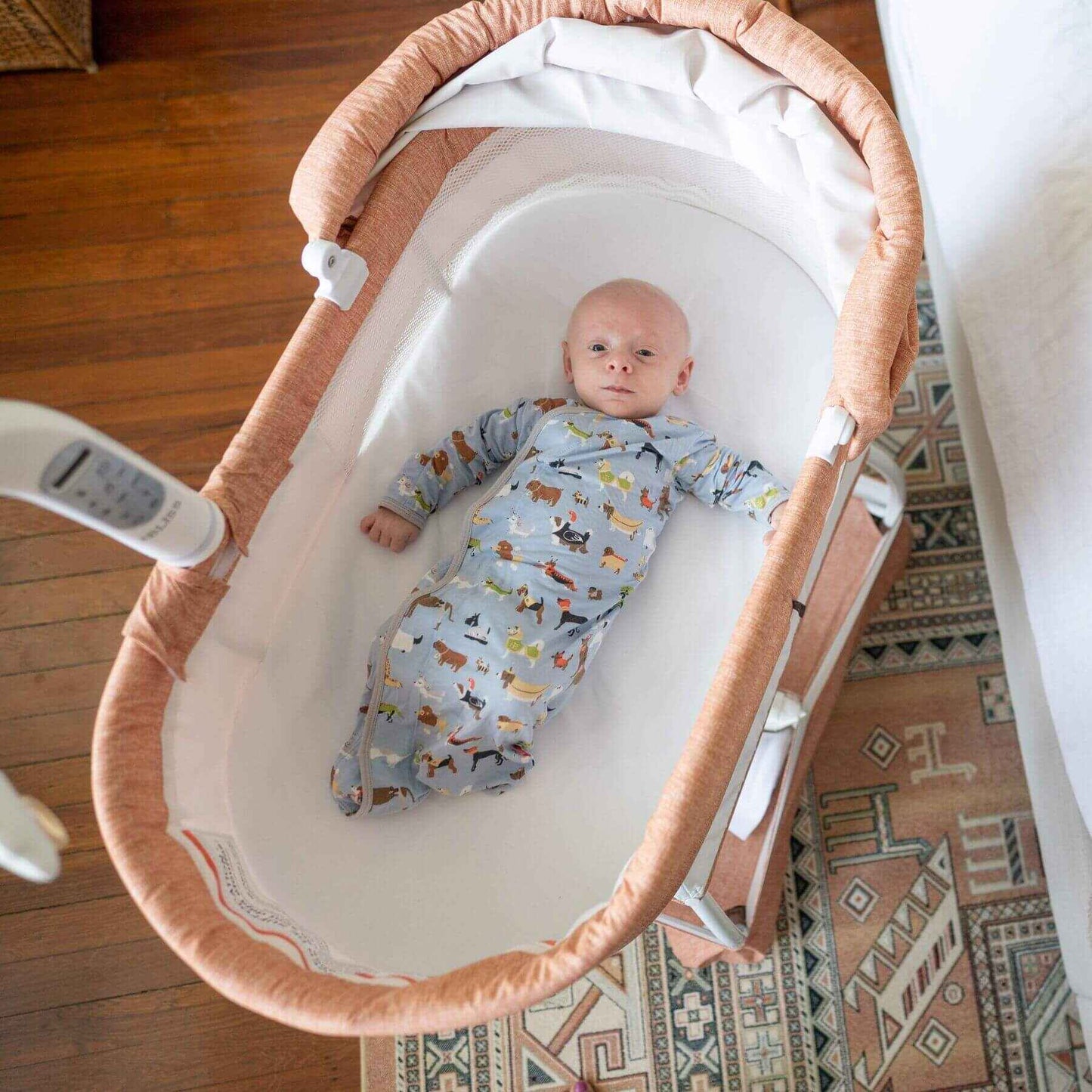 Baby Sleeping in TruBliss Sweetli Nurture Bassinet Clay Melange