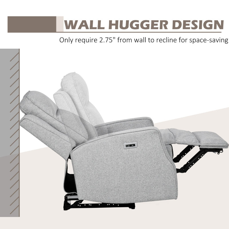 HOMCOM Electric Power Nursery Recliner | Gray Linen Upholstery Armchair