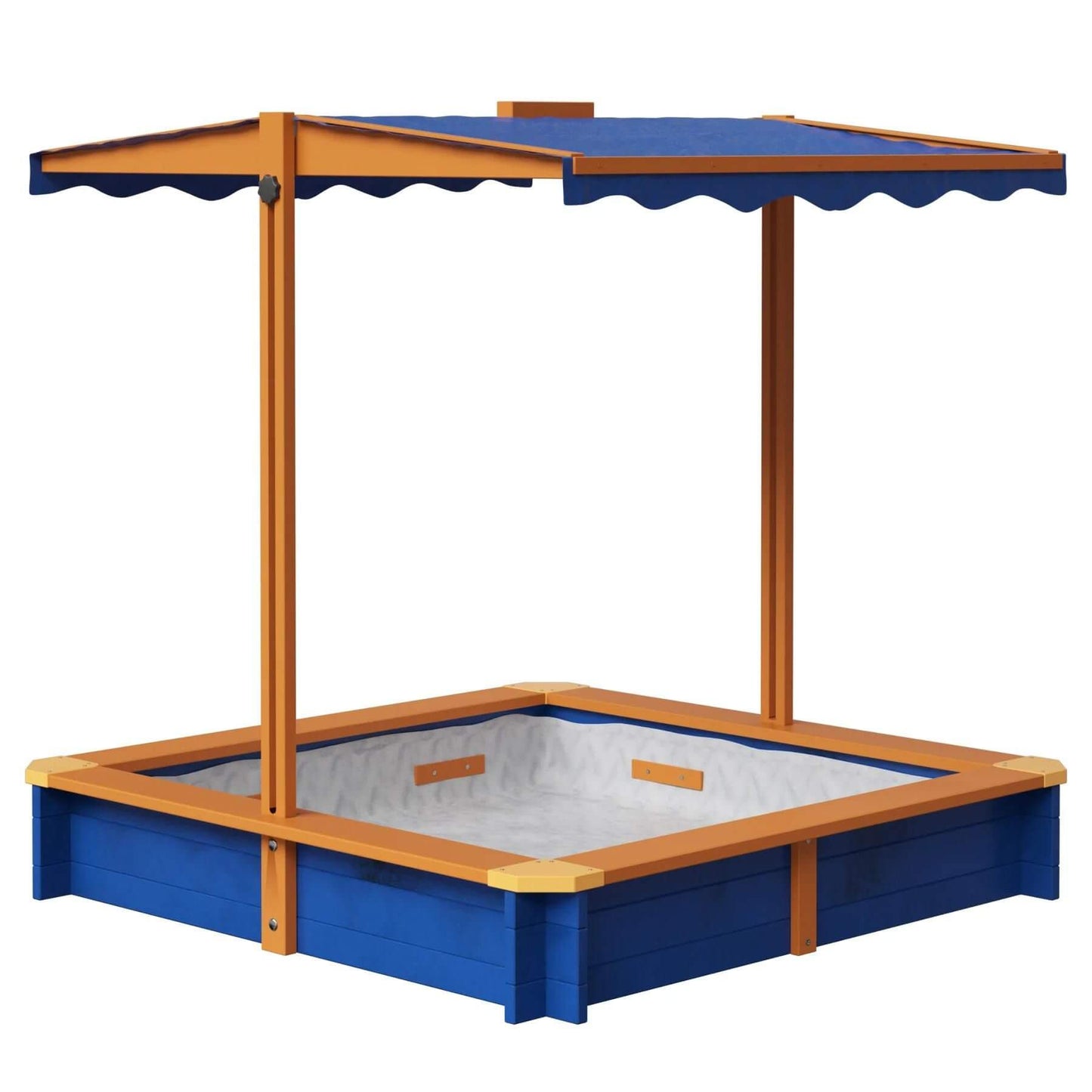 Teamson Kids 4' Square Solid Wood Sandbox