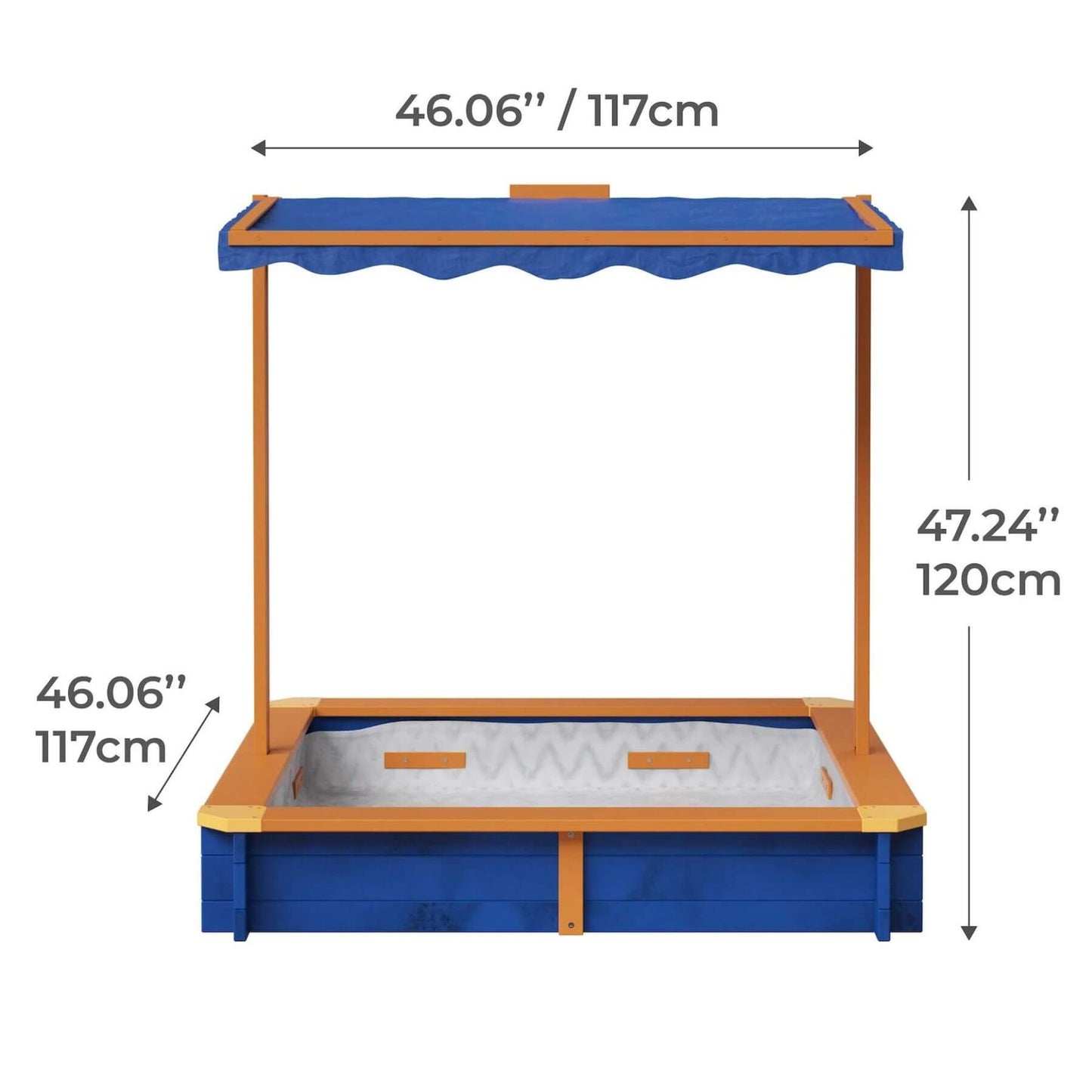 Teamson Kids 4' Square Solid Wood Sandbox