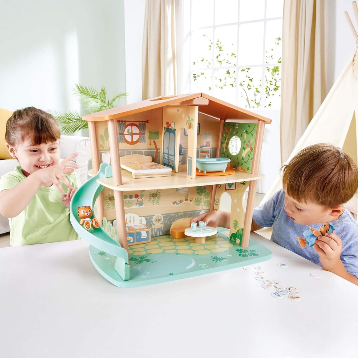 Kids Playing Hape Tigers’ Jungle House