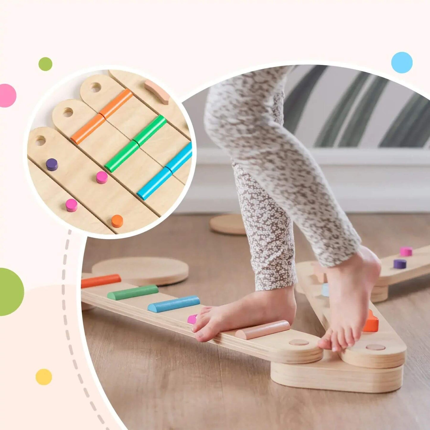 Tiny Land® Balance Beam on a light wood floor.