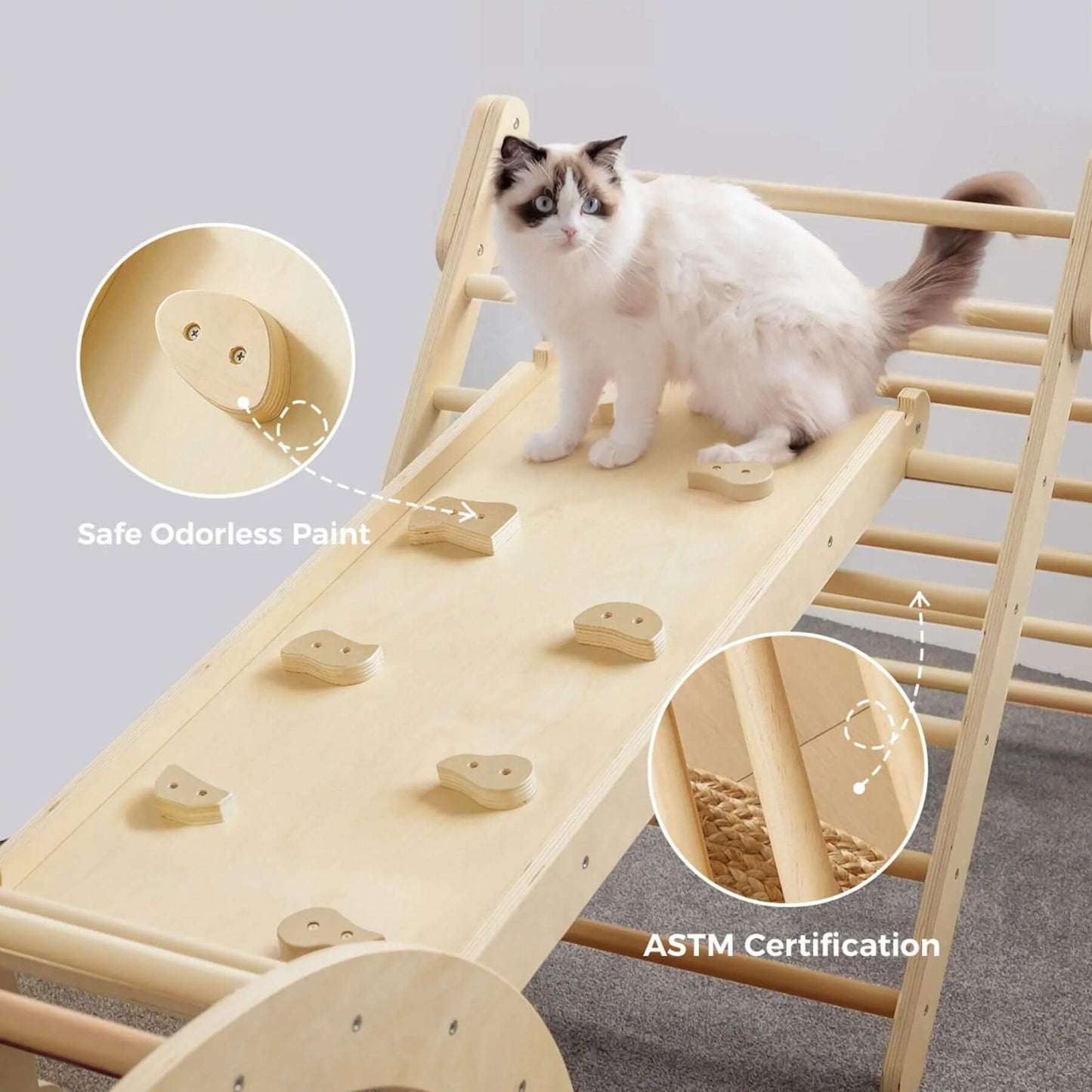 Cat Sitting on Tiny Land® 7-in-1 Montessori Climbing Set