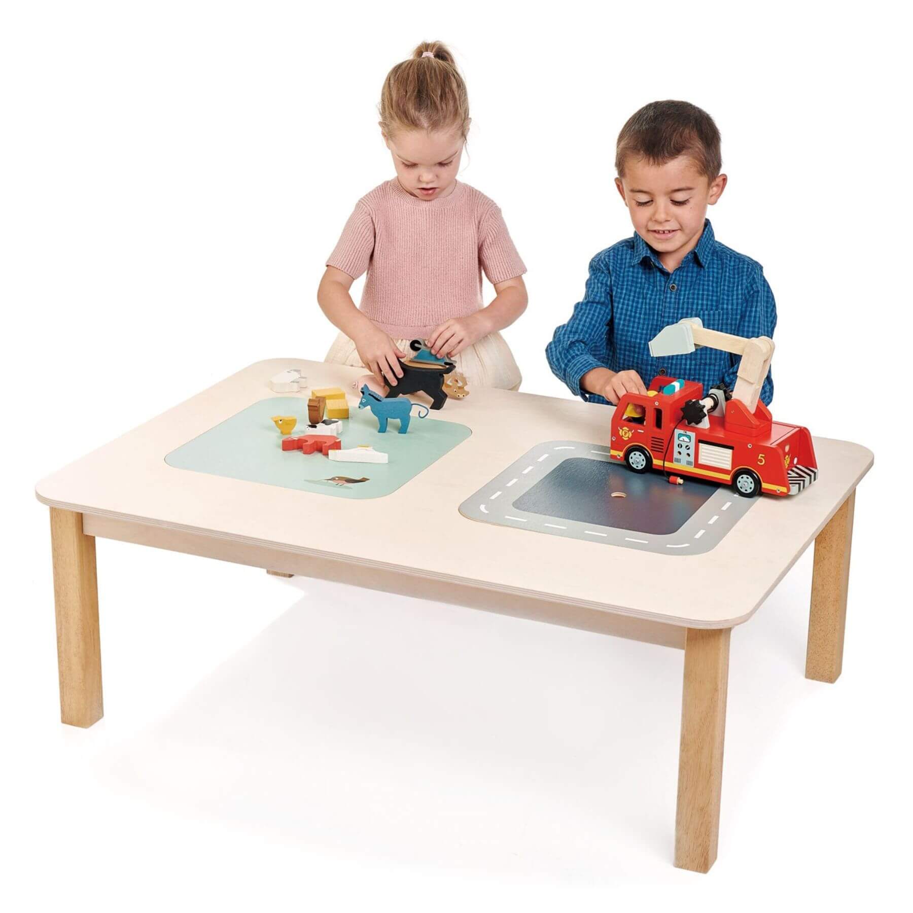 Two children playing with toys at Tender Leaf Play Table