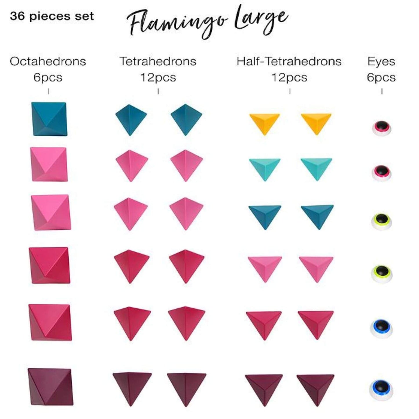 Trido Flamingo Magnetic Art 3D Shapes Large 36-Piece - Detail