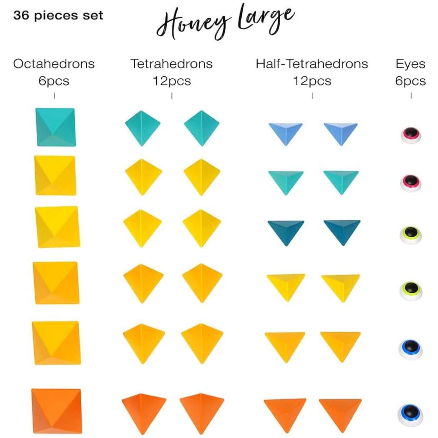 Trido Honey Magnetic Art 3D Shapes Large 36-Piece - Detail