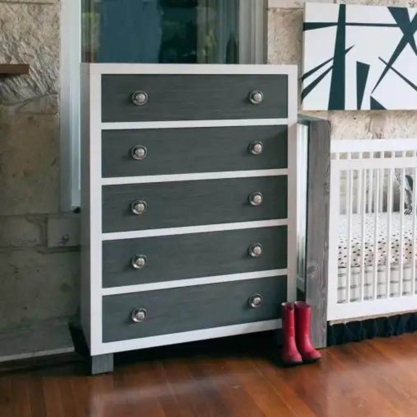 Milk Street Baby True 5 Drawer Chest Mud with Snow - Lifestyle