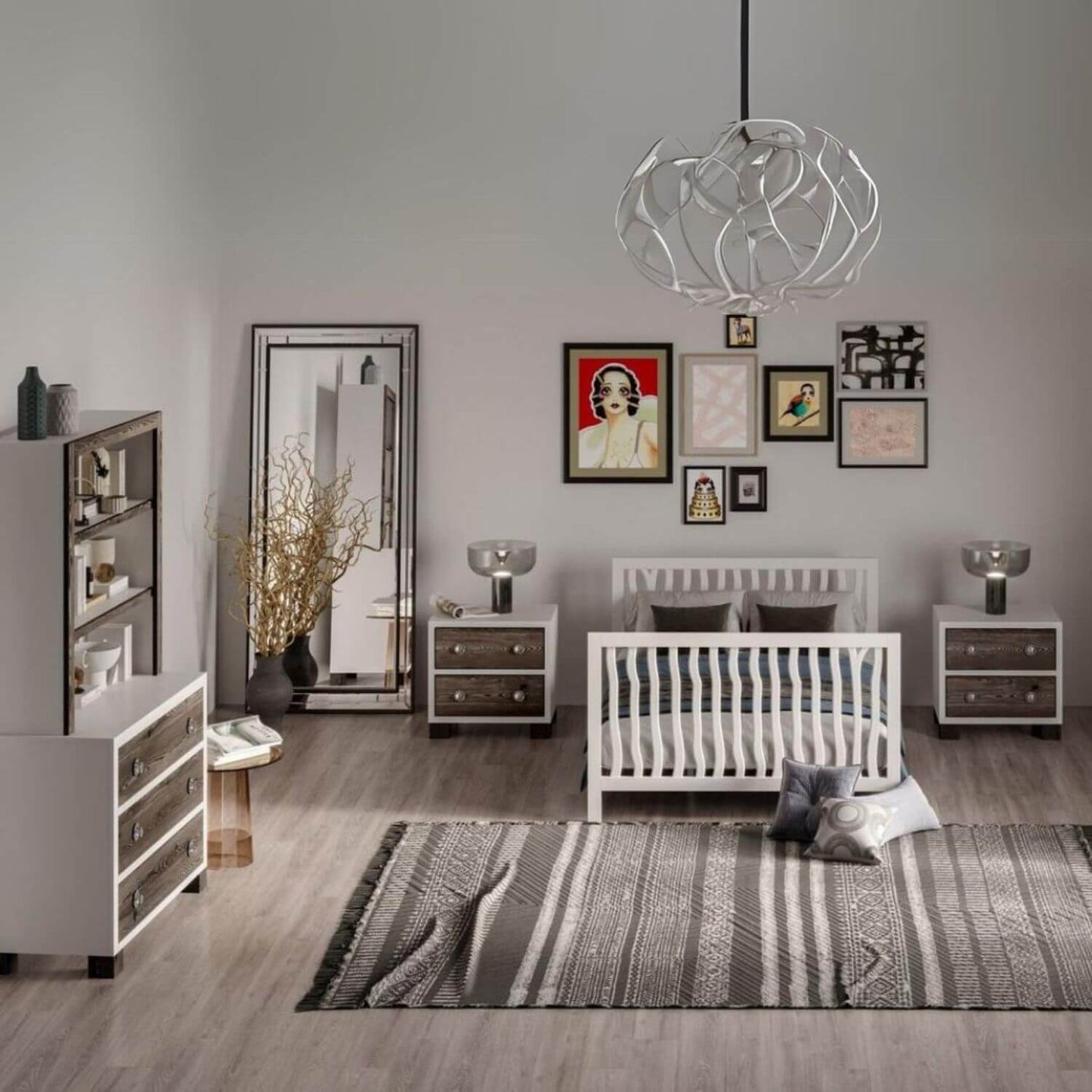 Milk Street Baby True 2 Drawer Nightstand Mud with Snow - Lifestyle