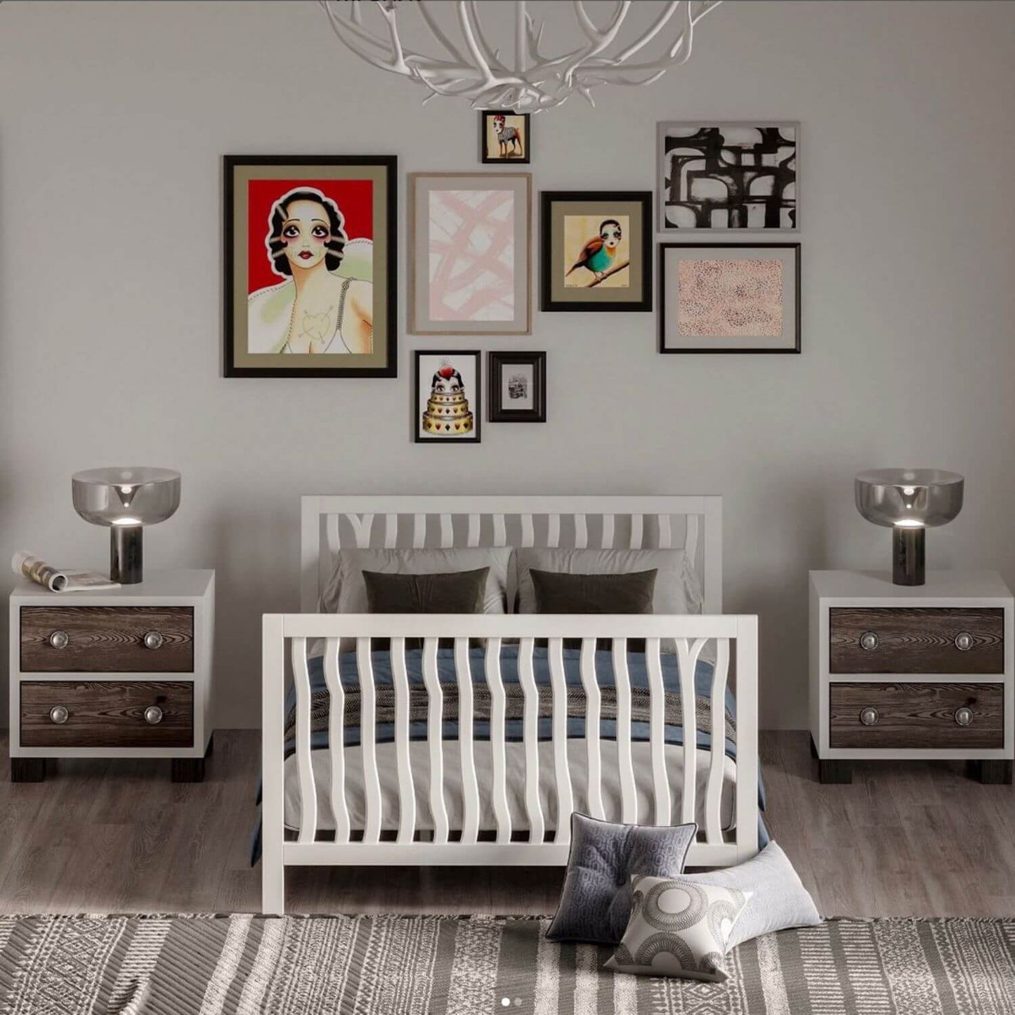 Milk Street Baby True 2 Drawer Nightstand Mud with Snow - Lifestyle