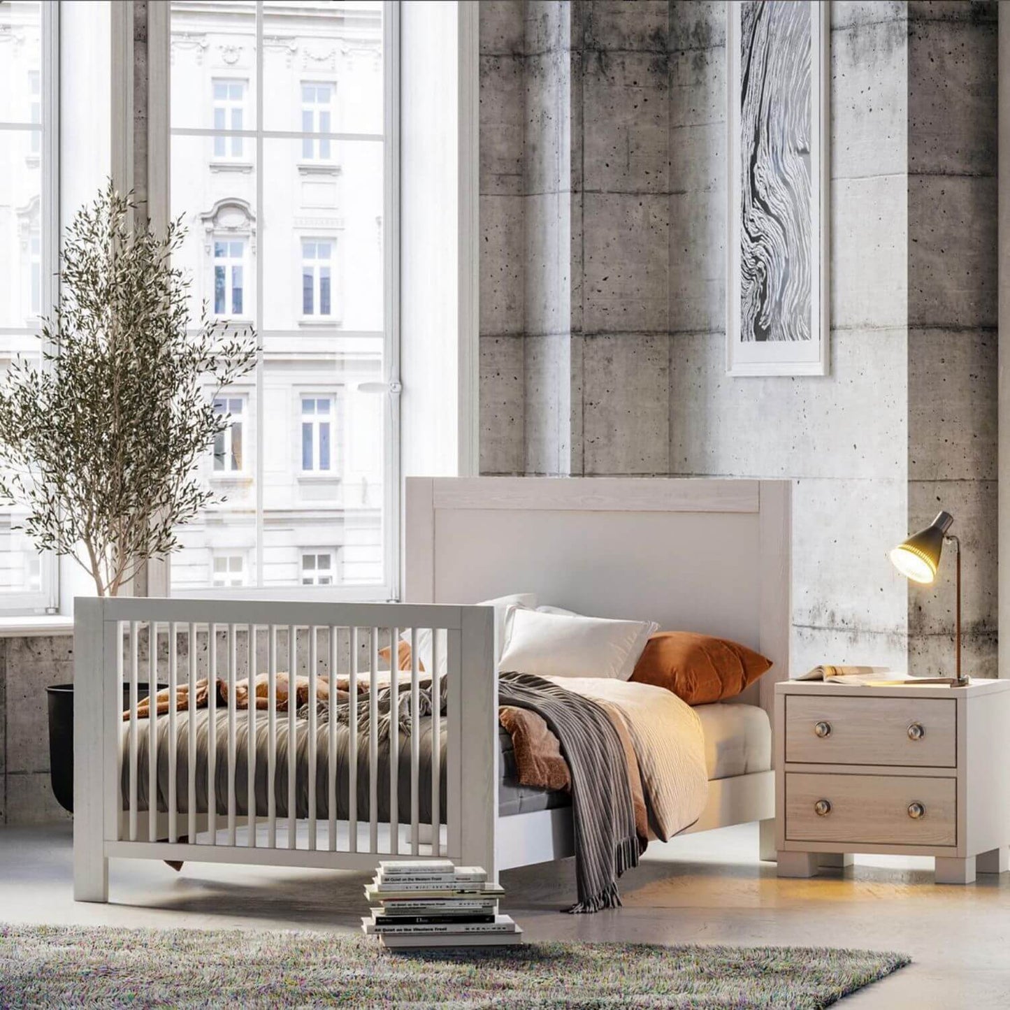 Milk Street Baby True 2 Drawer Nightstand Snowstorm - Lifestyle