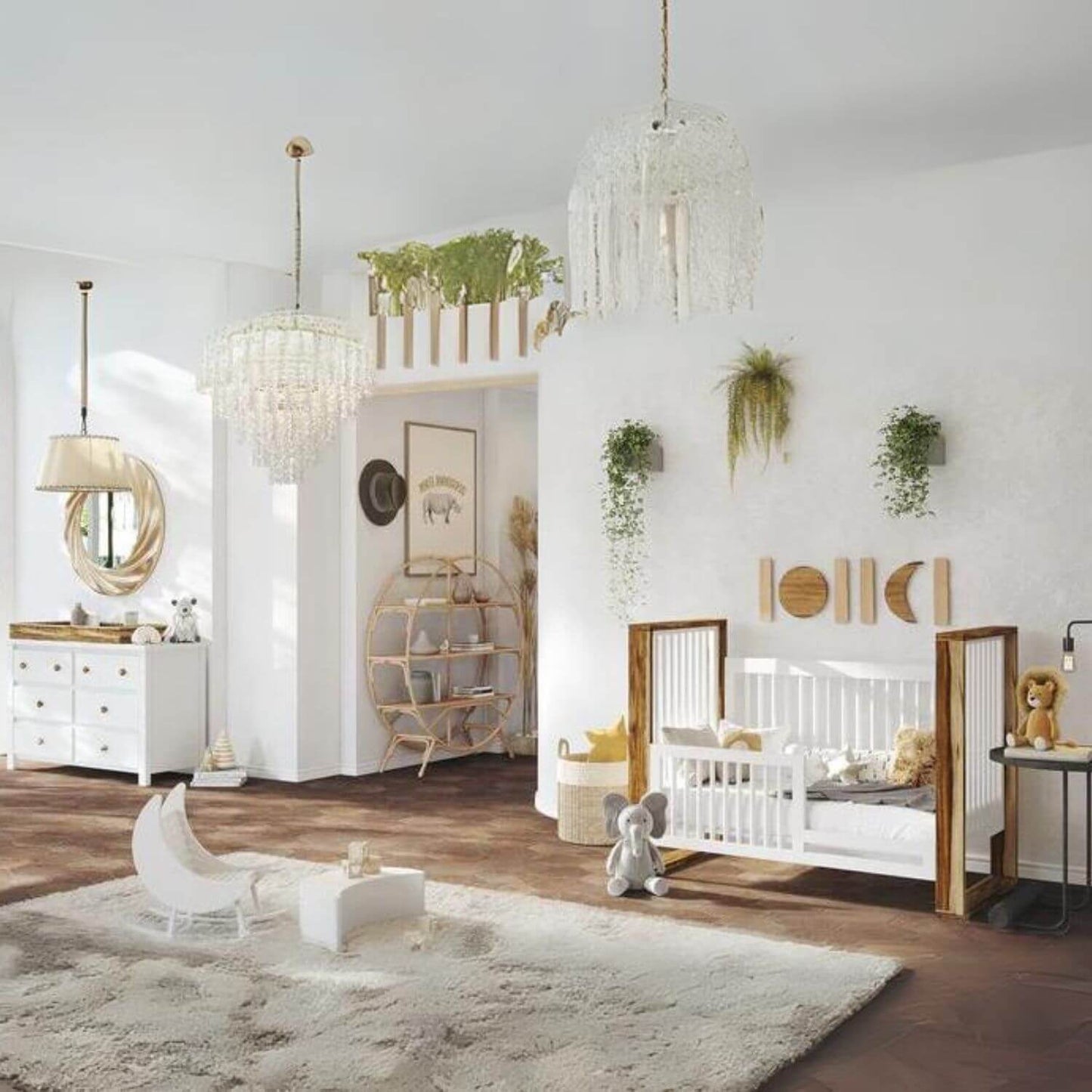 Milk Street Baby True Traditional Crib Acacia with Snow - Lifestyle