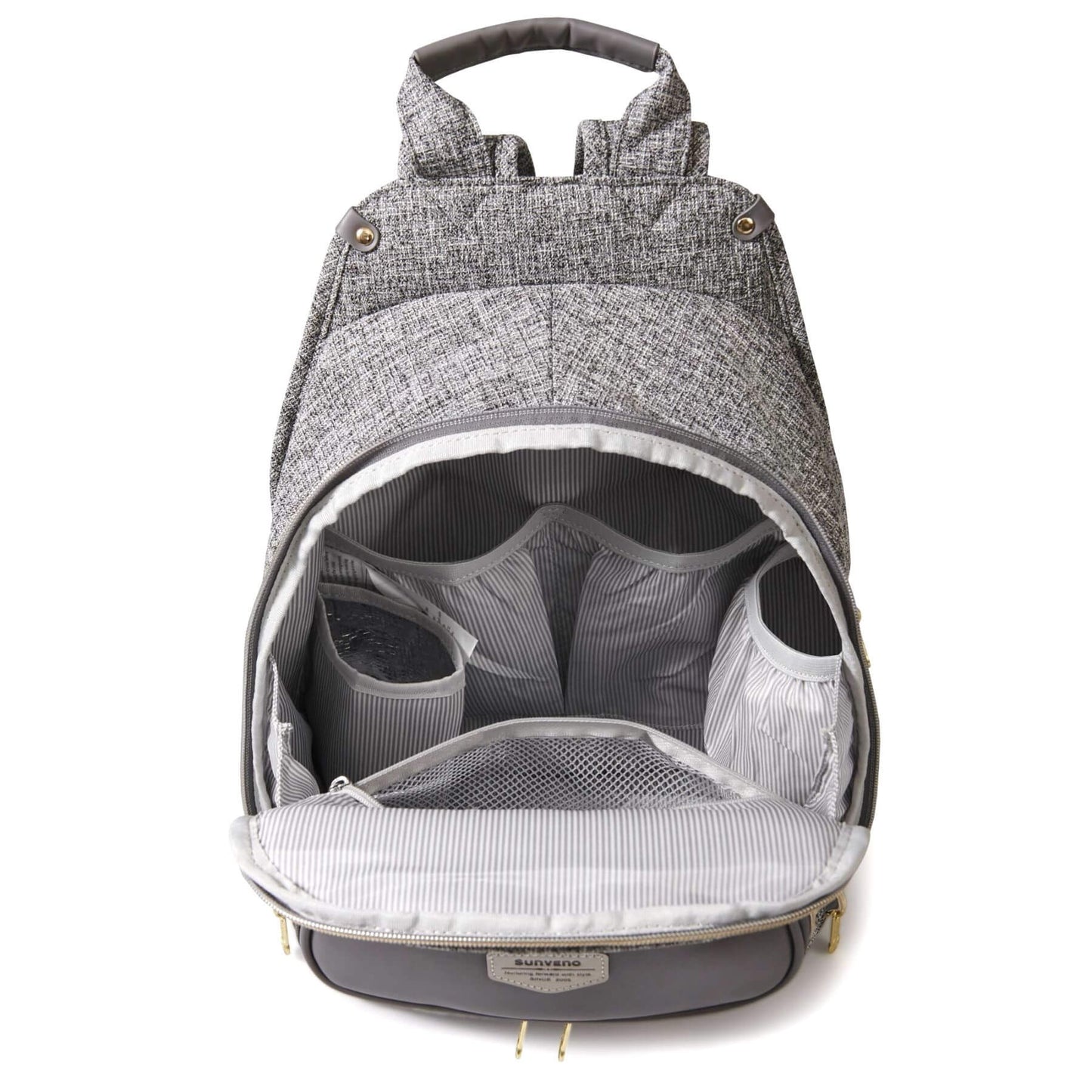Open Sunveno Tweed Luxe Diaper Bag Backpack - Gray