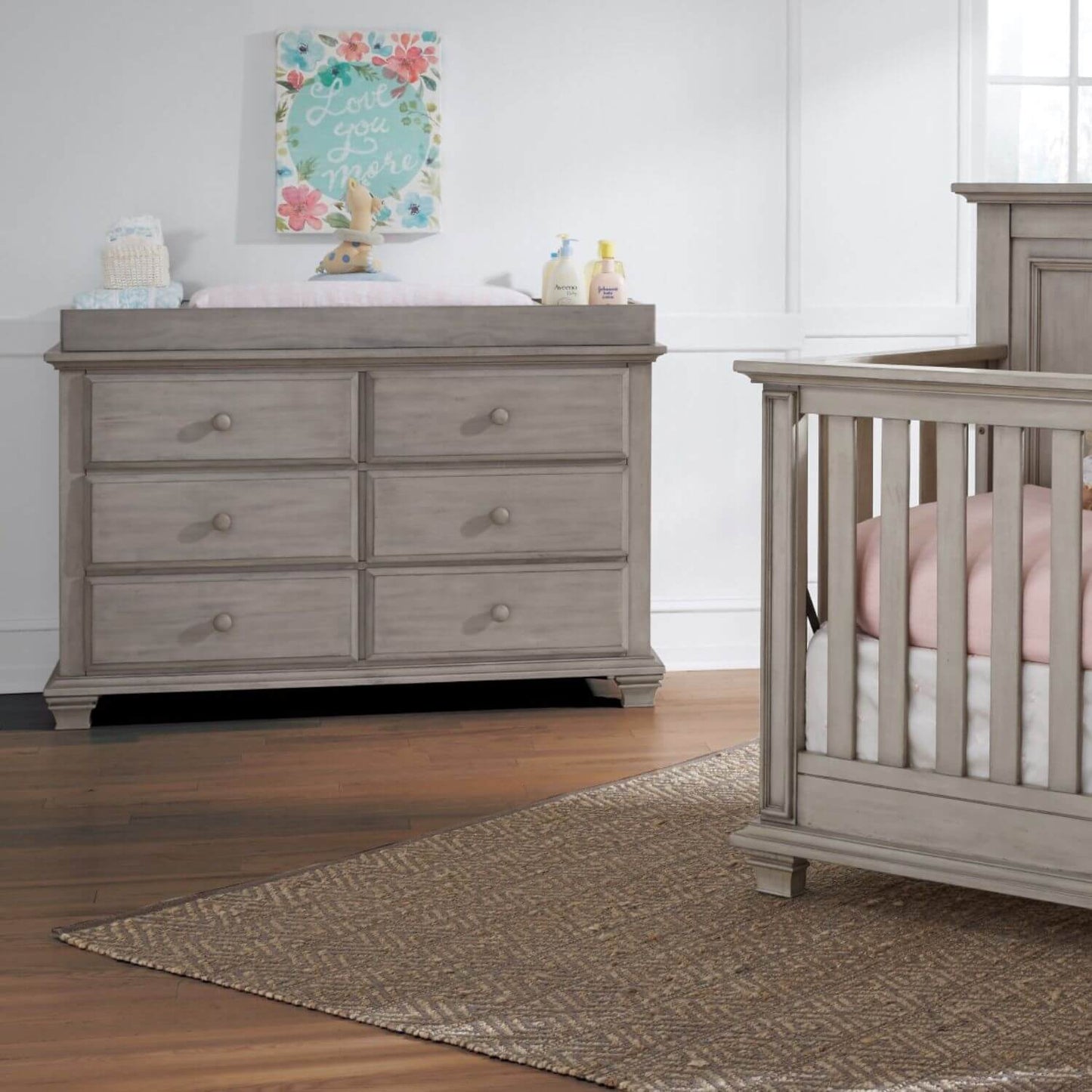 Oxford Baby Universal Changing Topper | Stone Wash | Kenilworth 6-Drawer Dresser