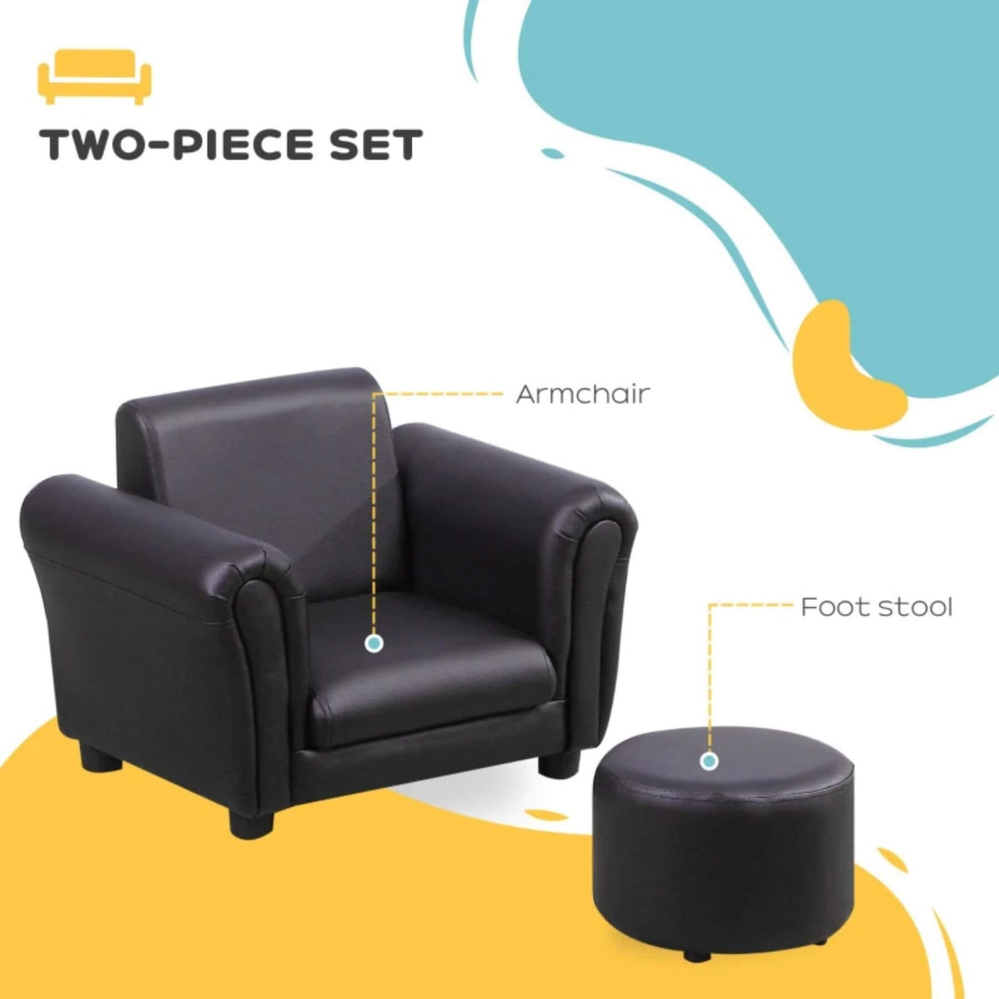Qaba Upholstered Armchair for Kids 18M+ Black