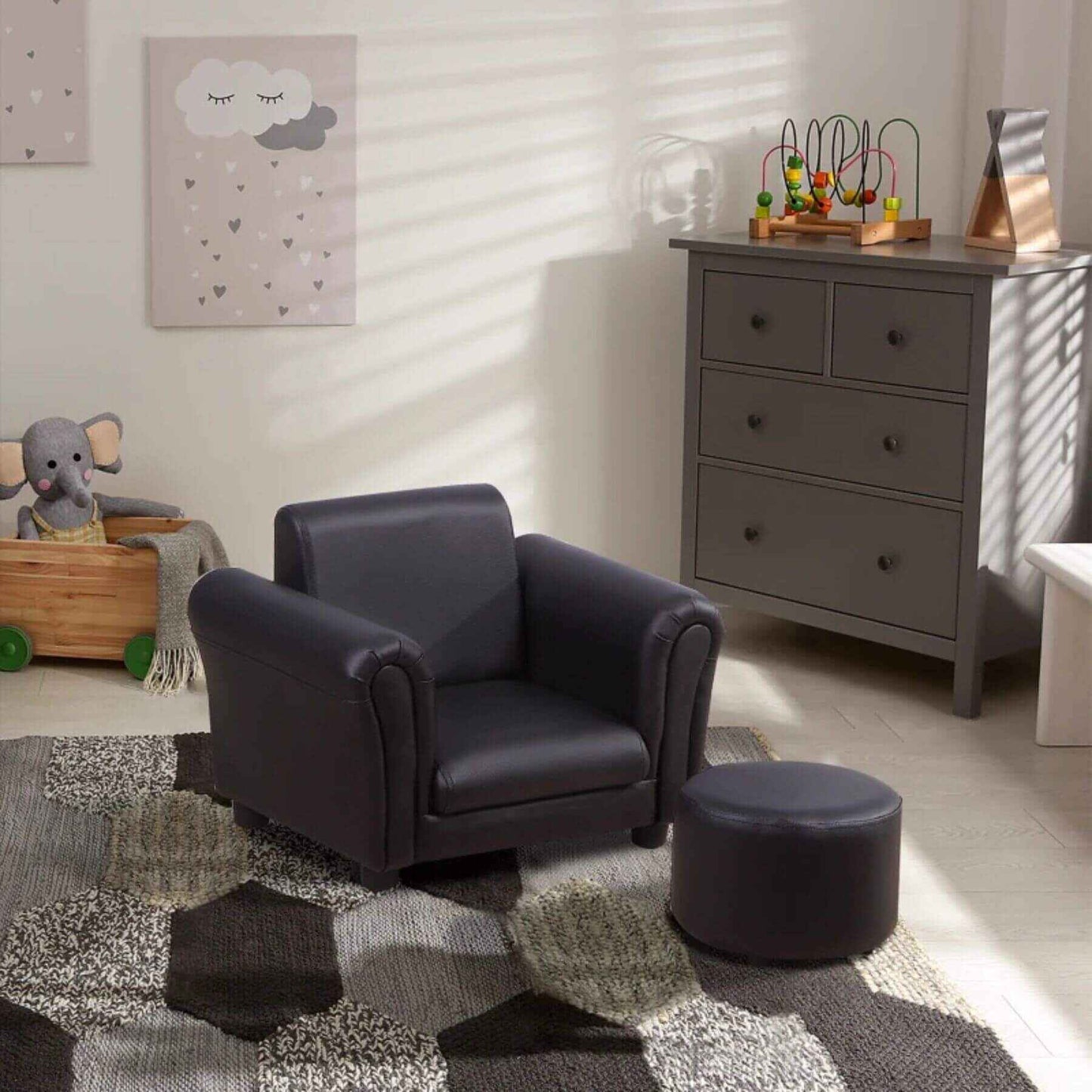 Qaba Upholstered Armchair for Kids 18M+ Black