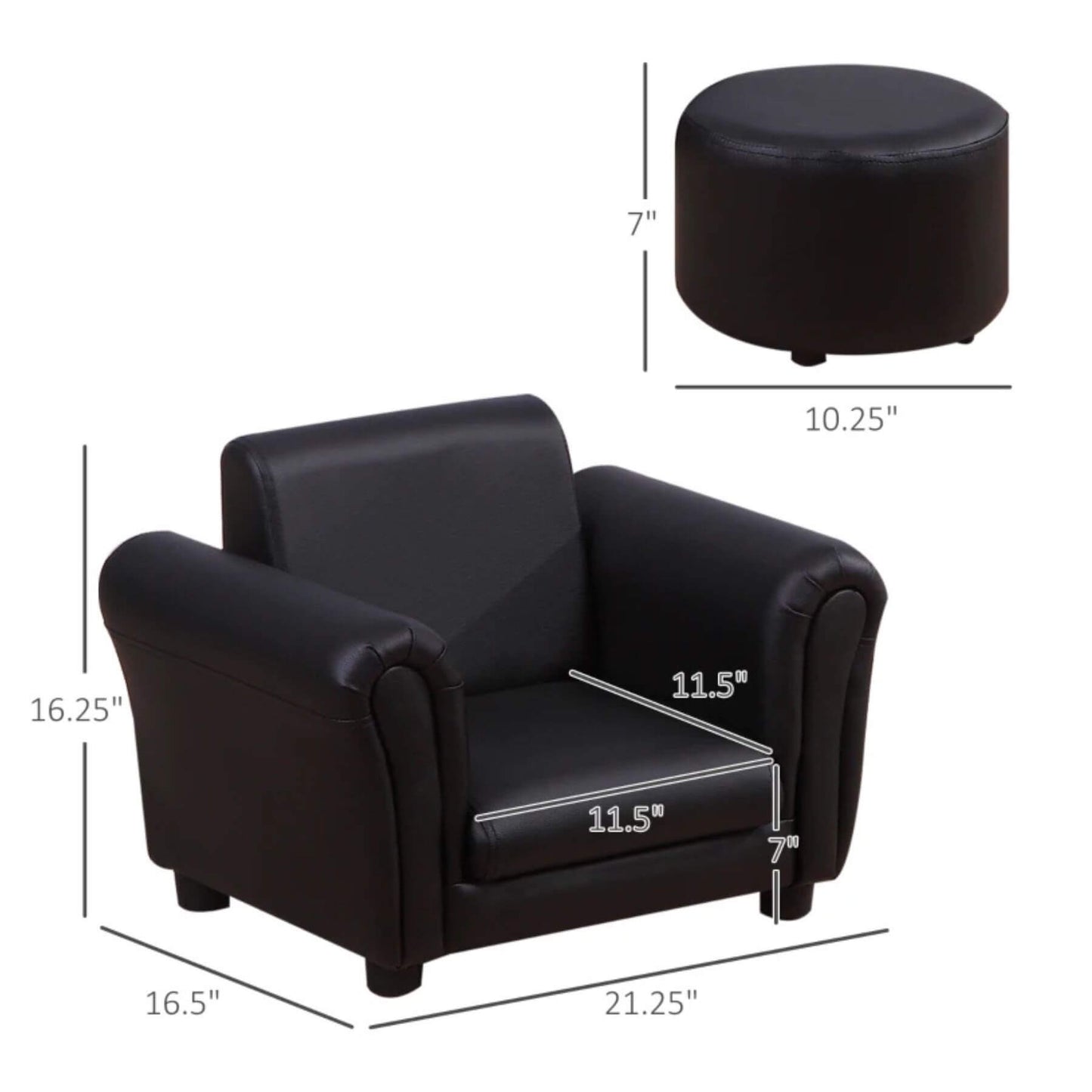 Qaba Upholstered Armchair for Kids 18M+ Black