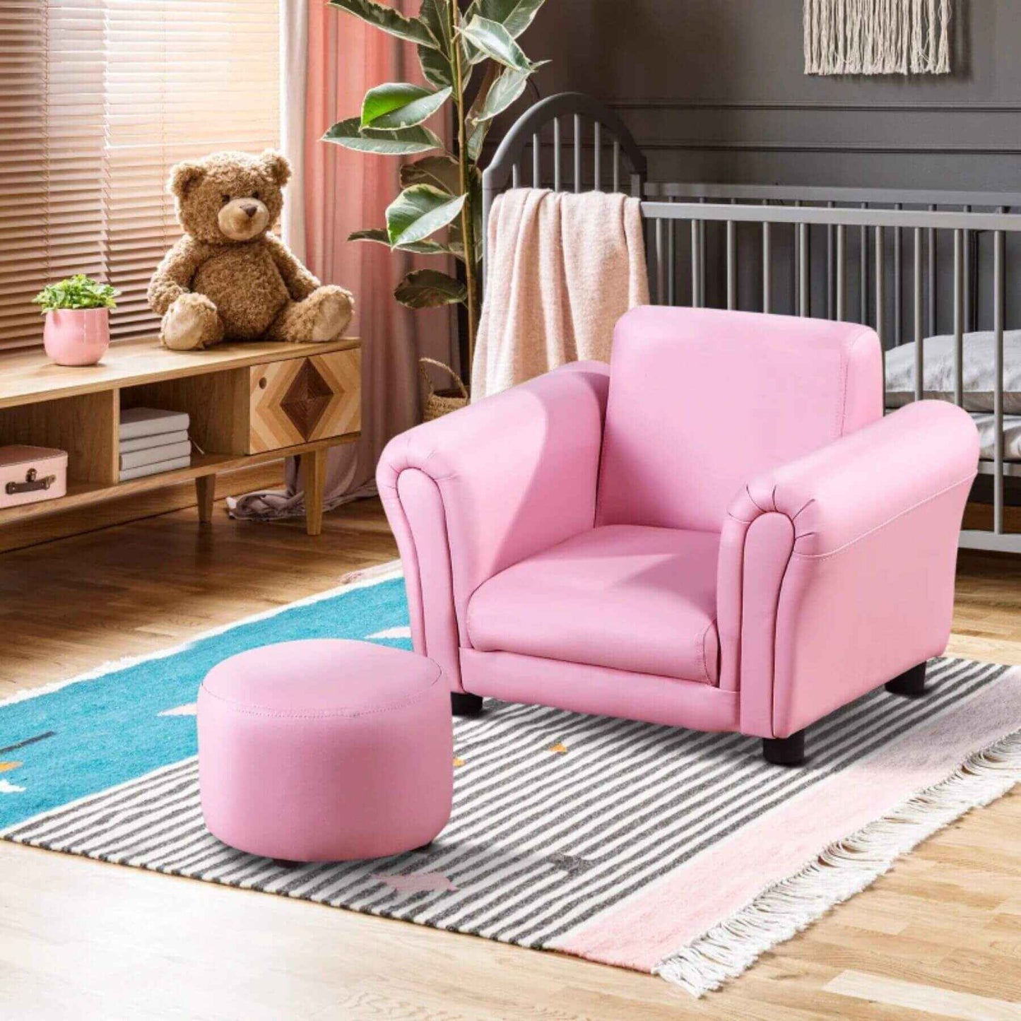 Qaba Upholstered Armchair for Kids 18M+ Pink