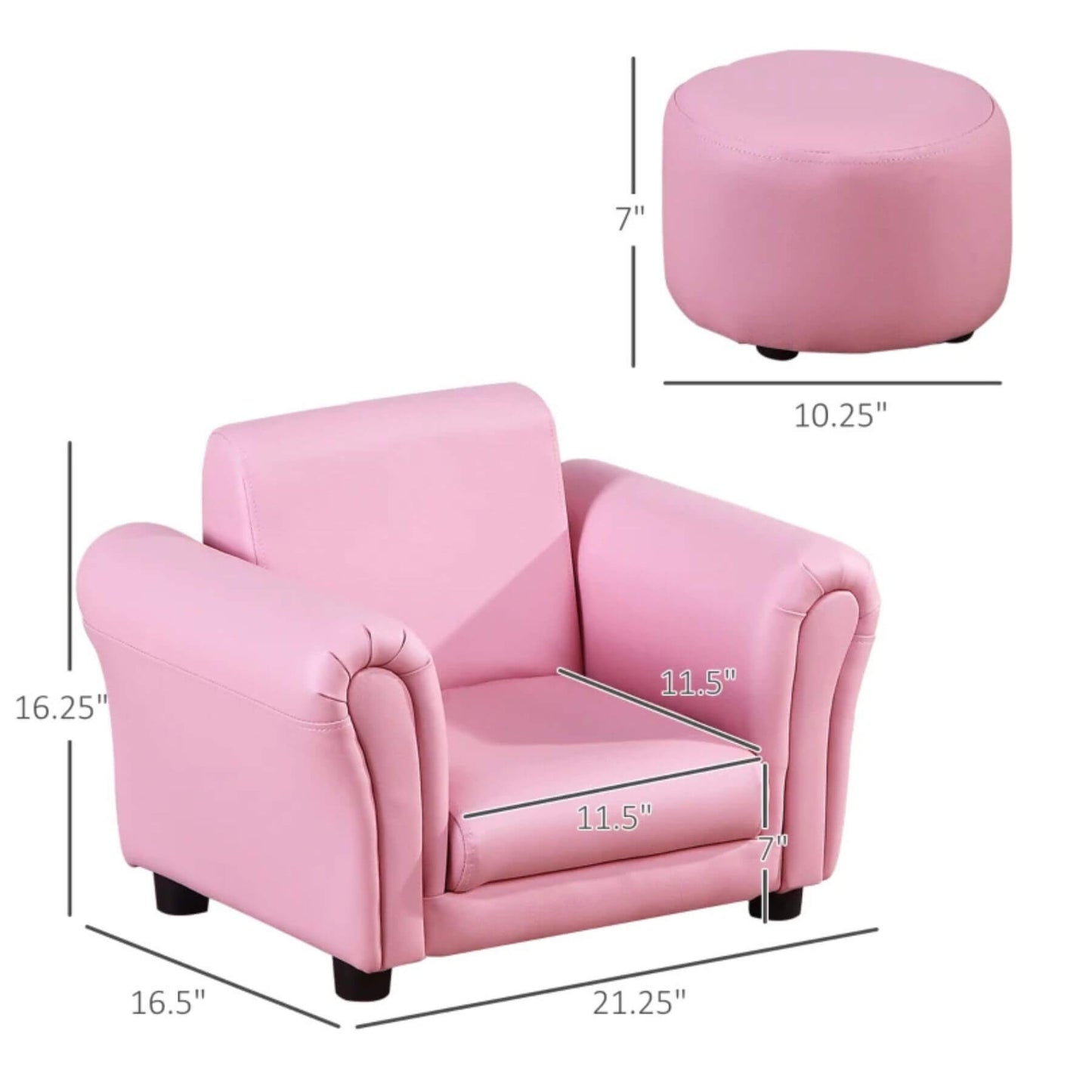 Qaba Upholstered Armchair for Kids 18M+ Pink