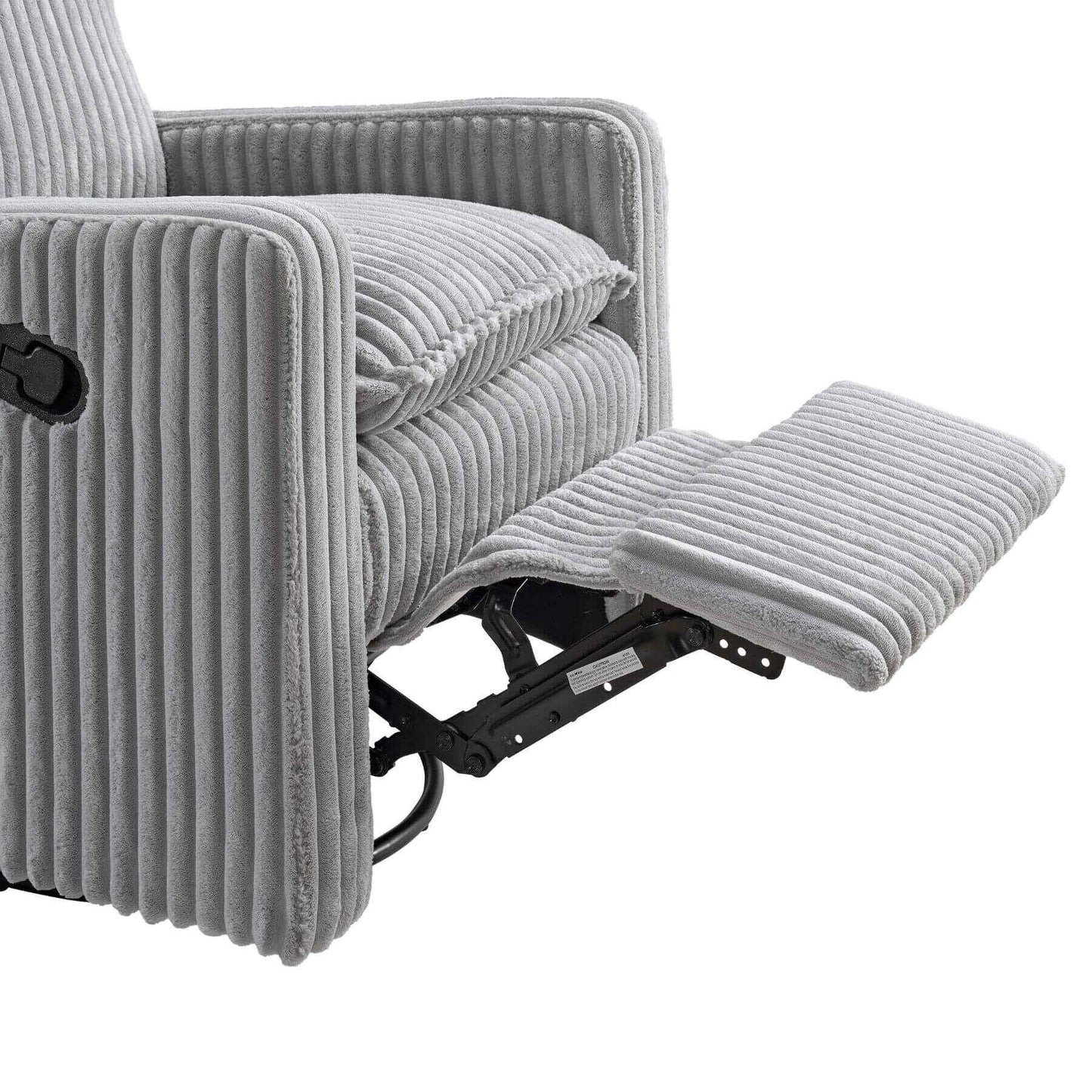 Detail of Uptown Nursery Swivel Rocker and Recliner in Corduroy Ash Gray