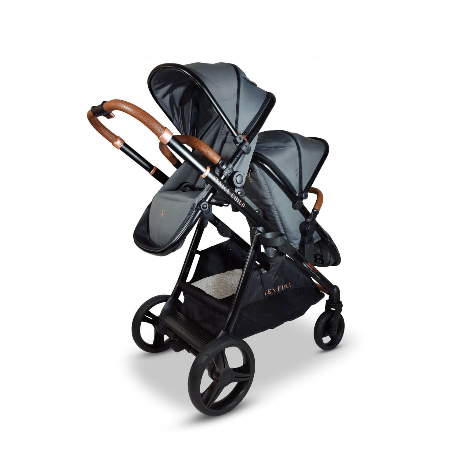 Venice Child Ventura Single to Double Stroller & 2nd Toddler Seat | Shadow