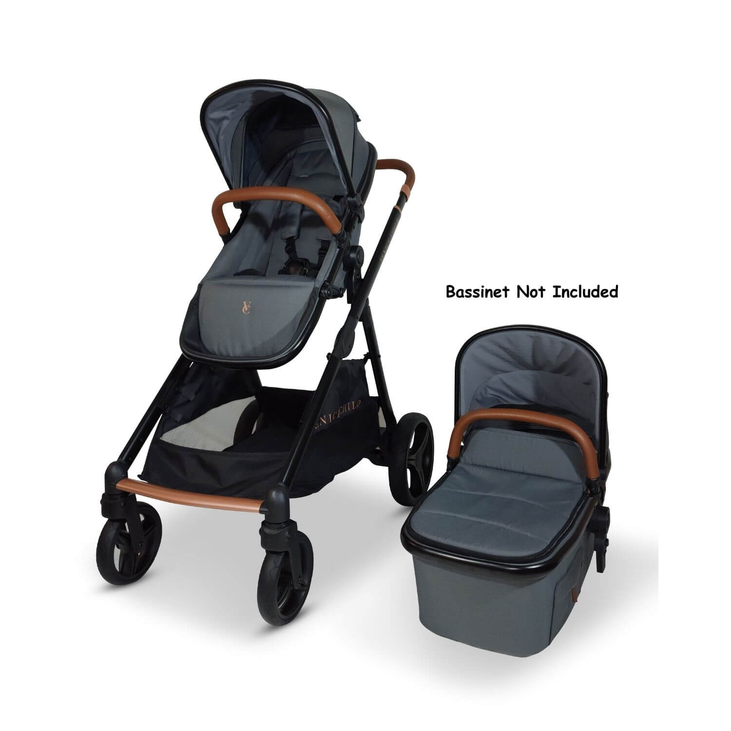 Venice Child Ventura Single to Double Stroller & 2nd Toddler Seat | Shadow - w/ Bassinet