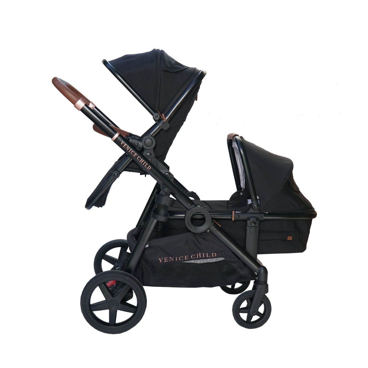 Venice Child Ventura Single to Double Stroller & Bassinet | Midnight