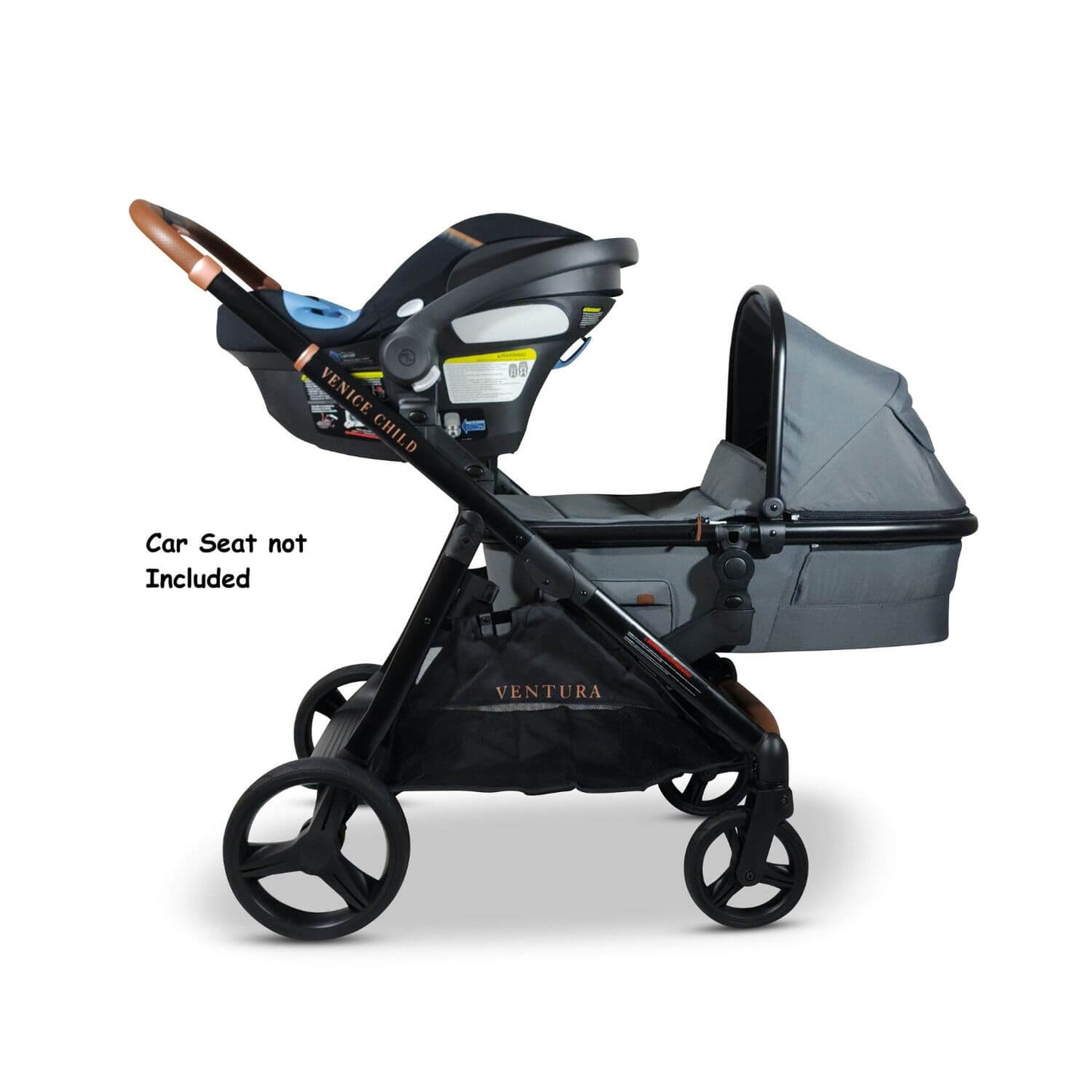 Venice Child Ventura Single to Double Stroller & Bassinet | Shadow