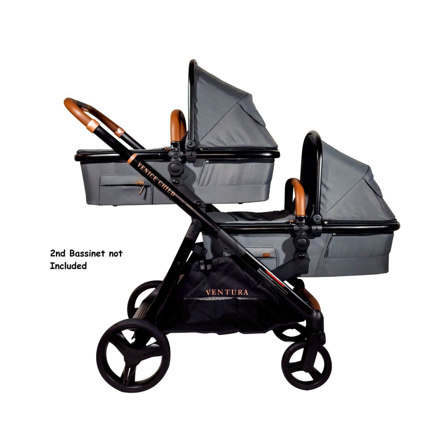 Venice Child Ventura Single to Double Stroller & Bassinet | Shadow