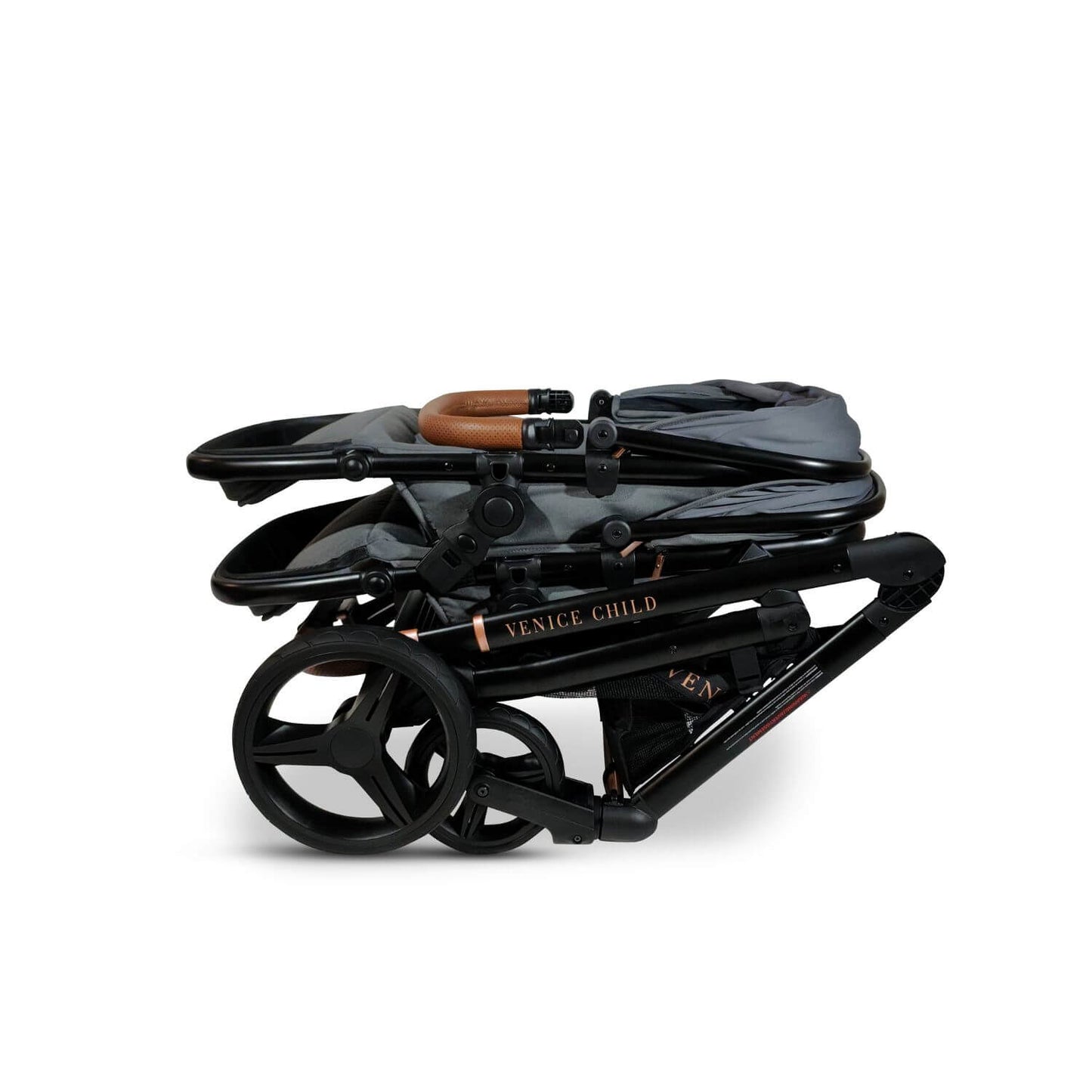 Venice Child Ventura Single to Double Stroller & Bassinet | Shadow - Folded