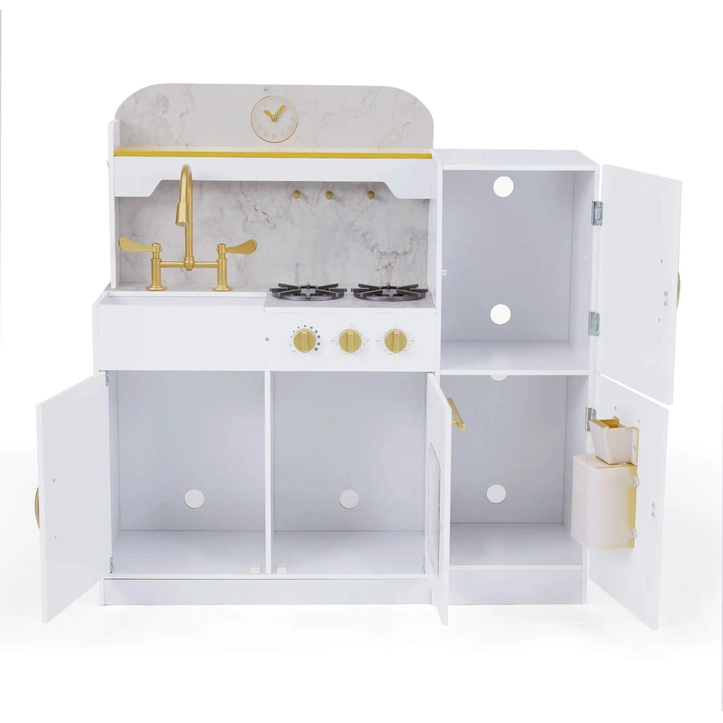 Teamson Kids Versailles Play Kitchen with Refrigerator White w/ Doors Open