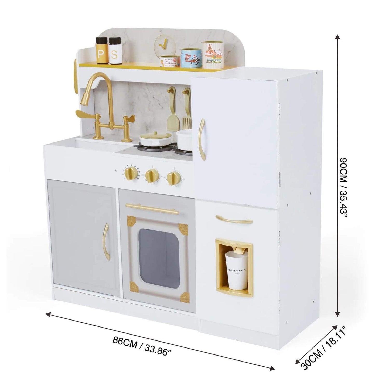 Teamson Kids Versailles Play Kitchen with Refrigerator White