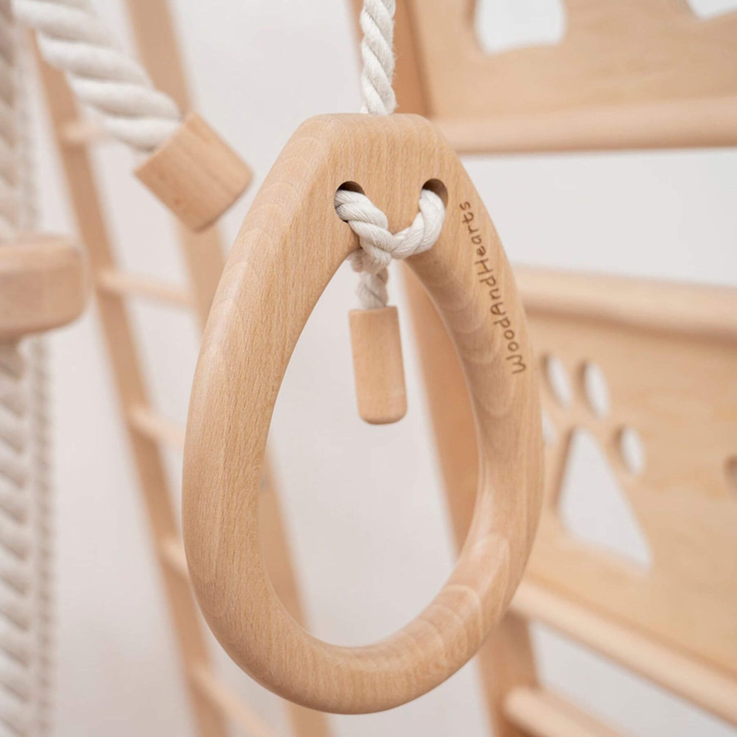 Detail of Wood and Hearts Climbing Playground