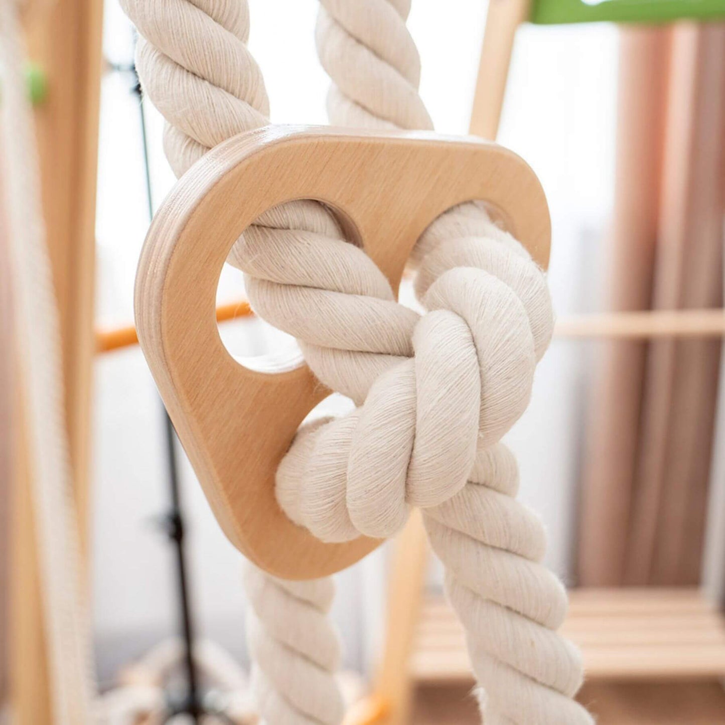Detail of Wood and Hearts Climbing Playground