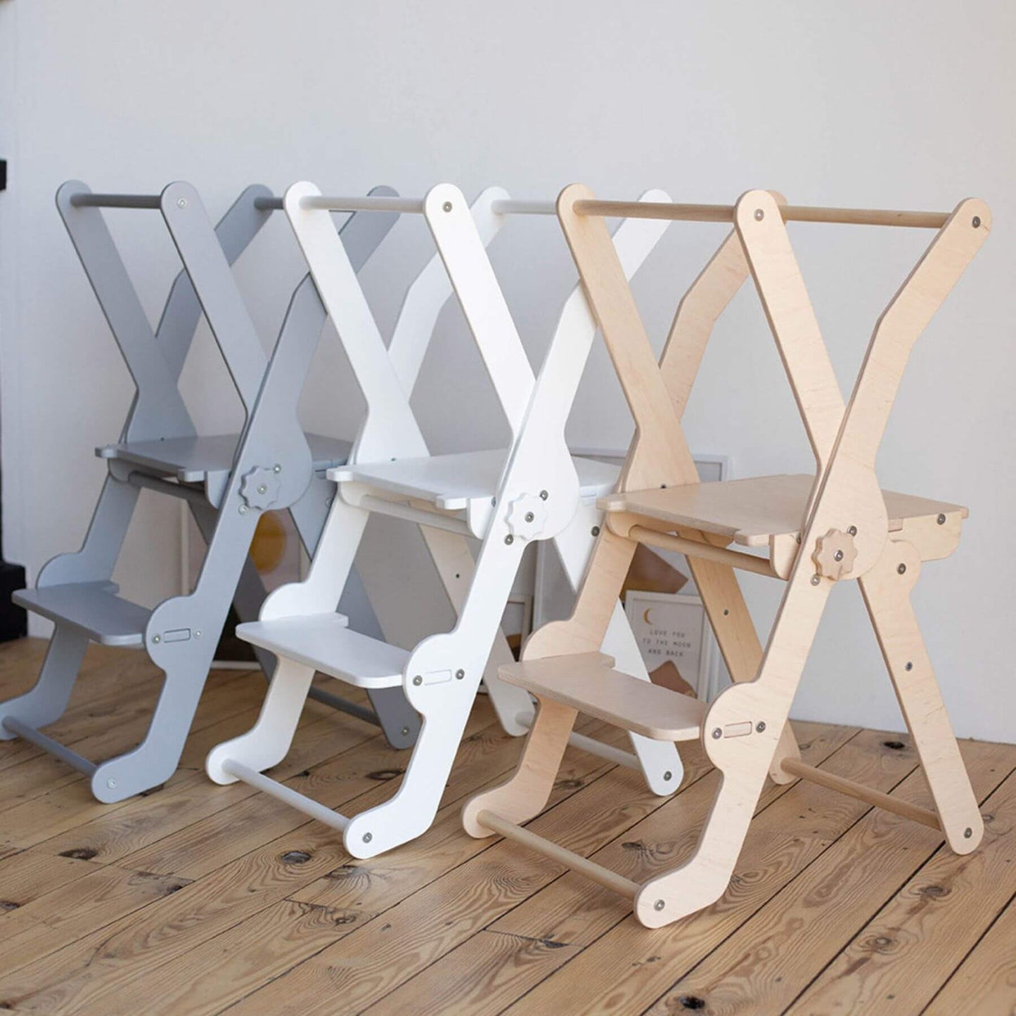 3 Wood and Hearts Foldable Kitchen Tower in 3 Different Colors